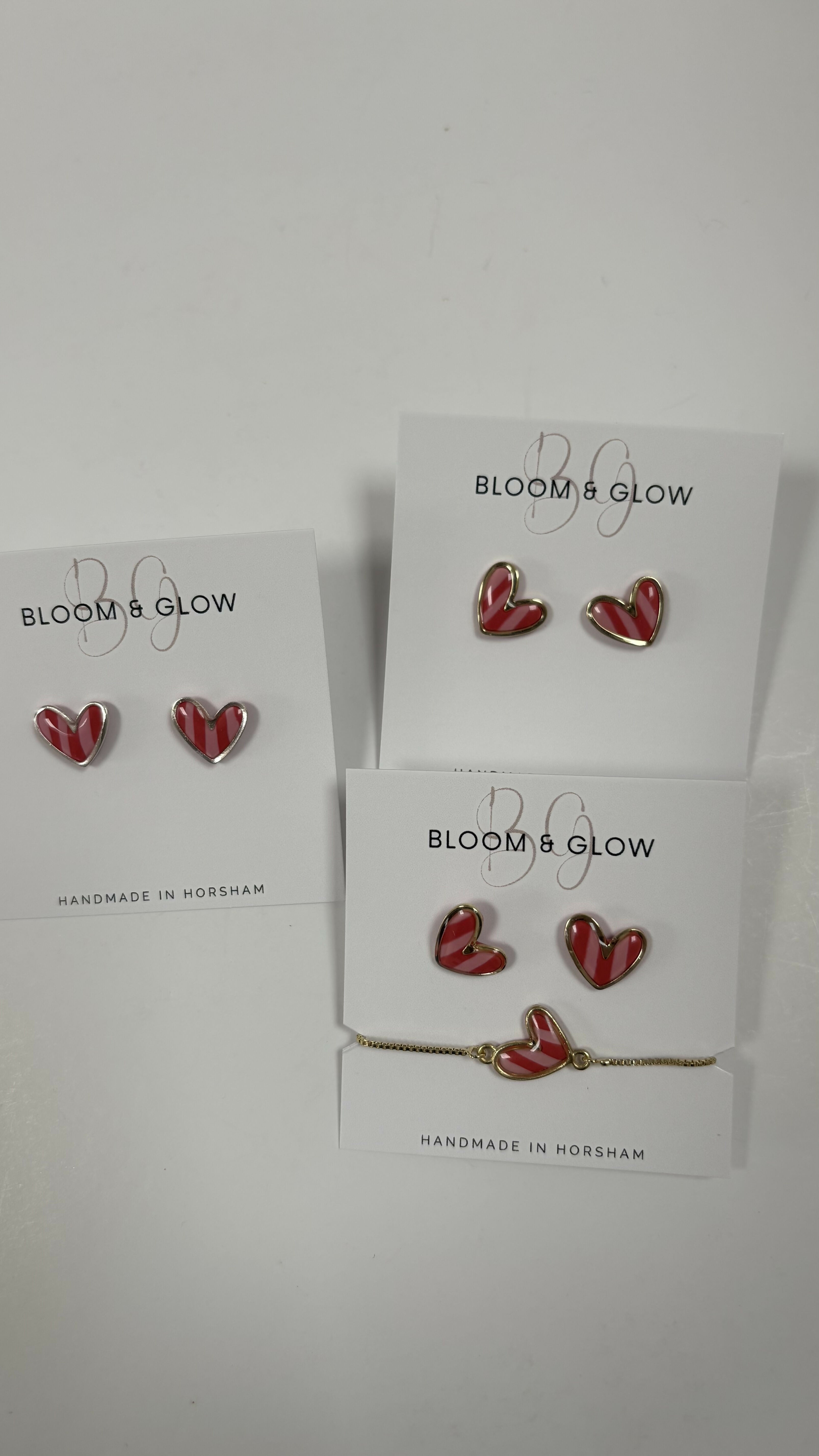 Pink and red stripe Stud Earrings