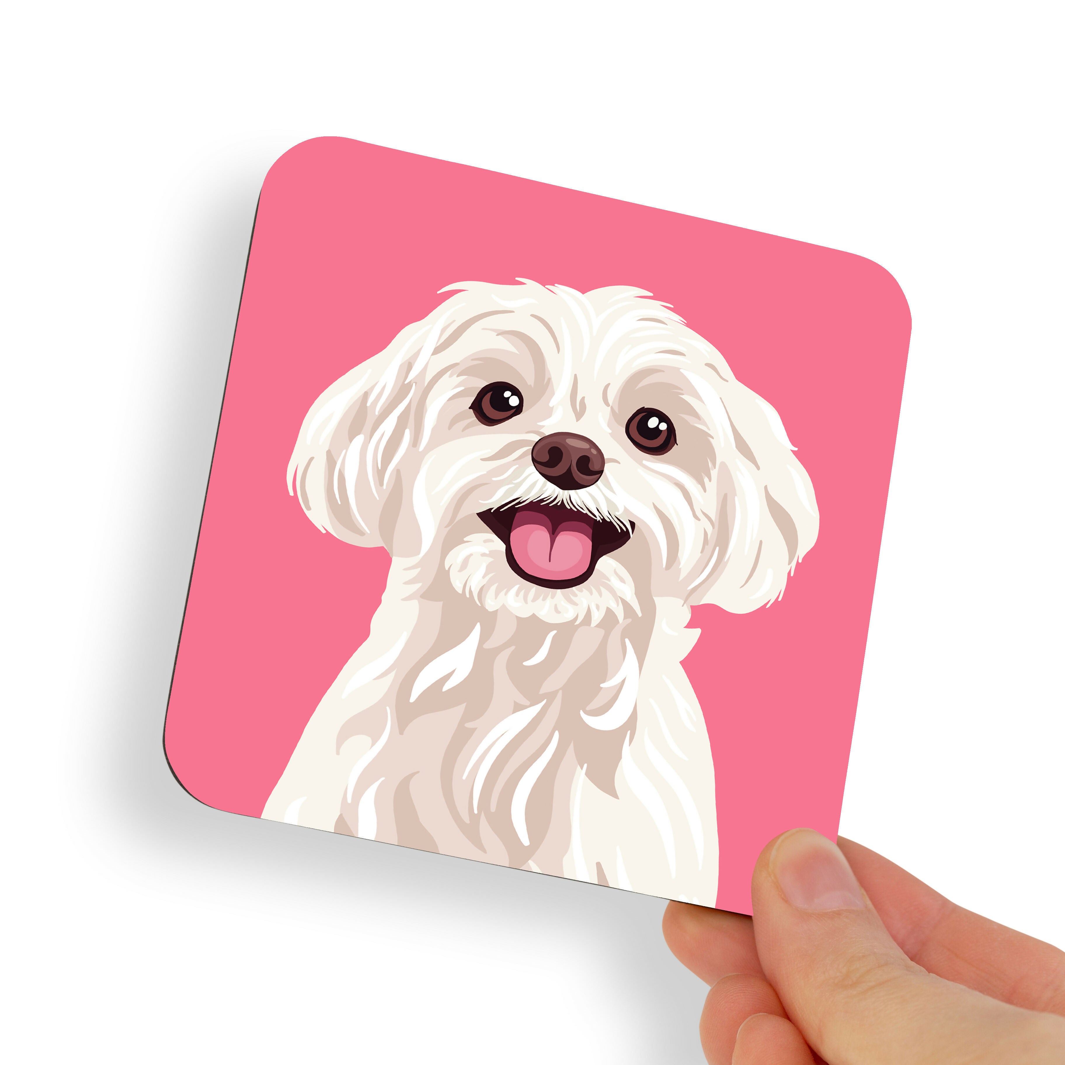 Maltese White Dog Coaster
