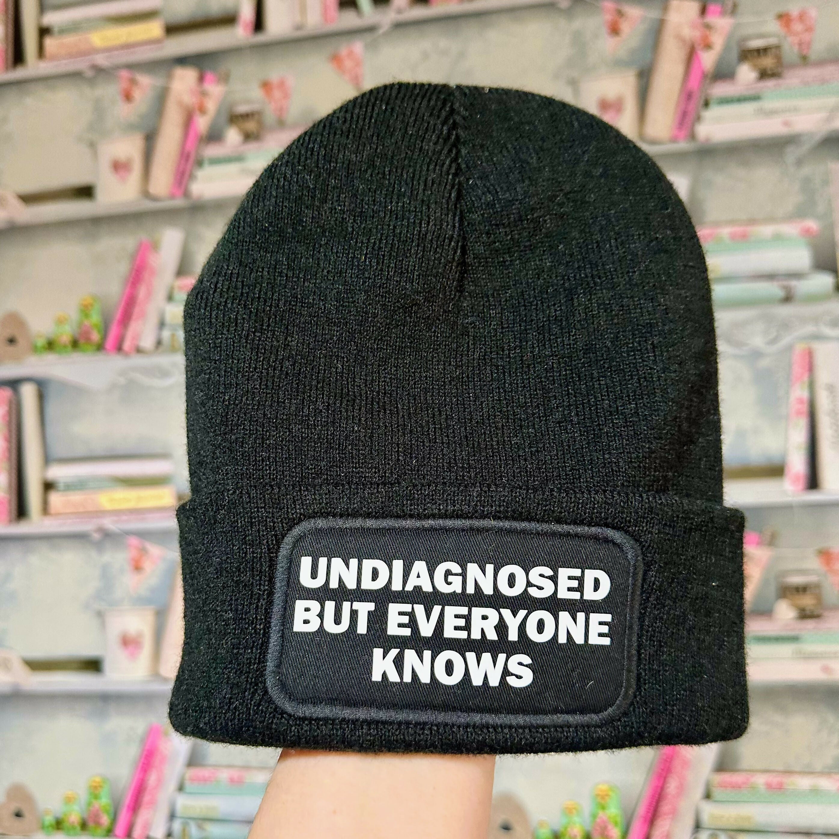 Undiagnosed Cuffed Rectangular Patch Beanie Hat