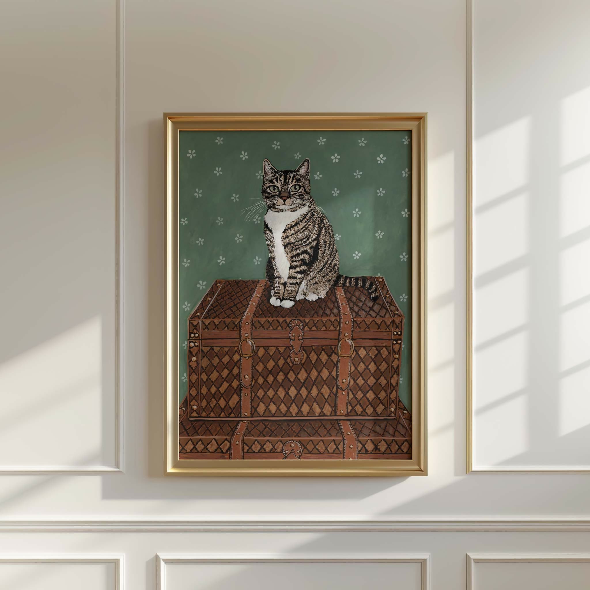 Tabby Cat Trunks Art Print A4