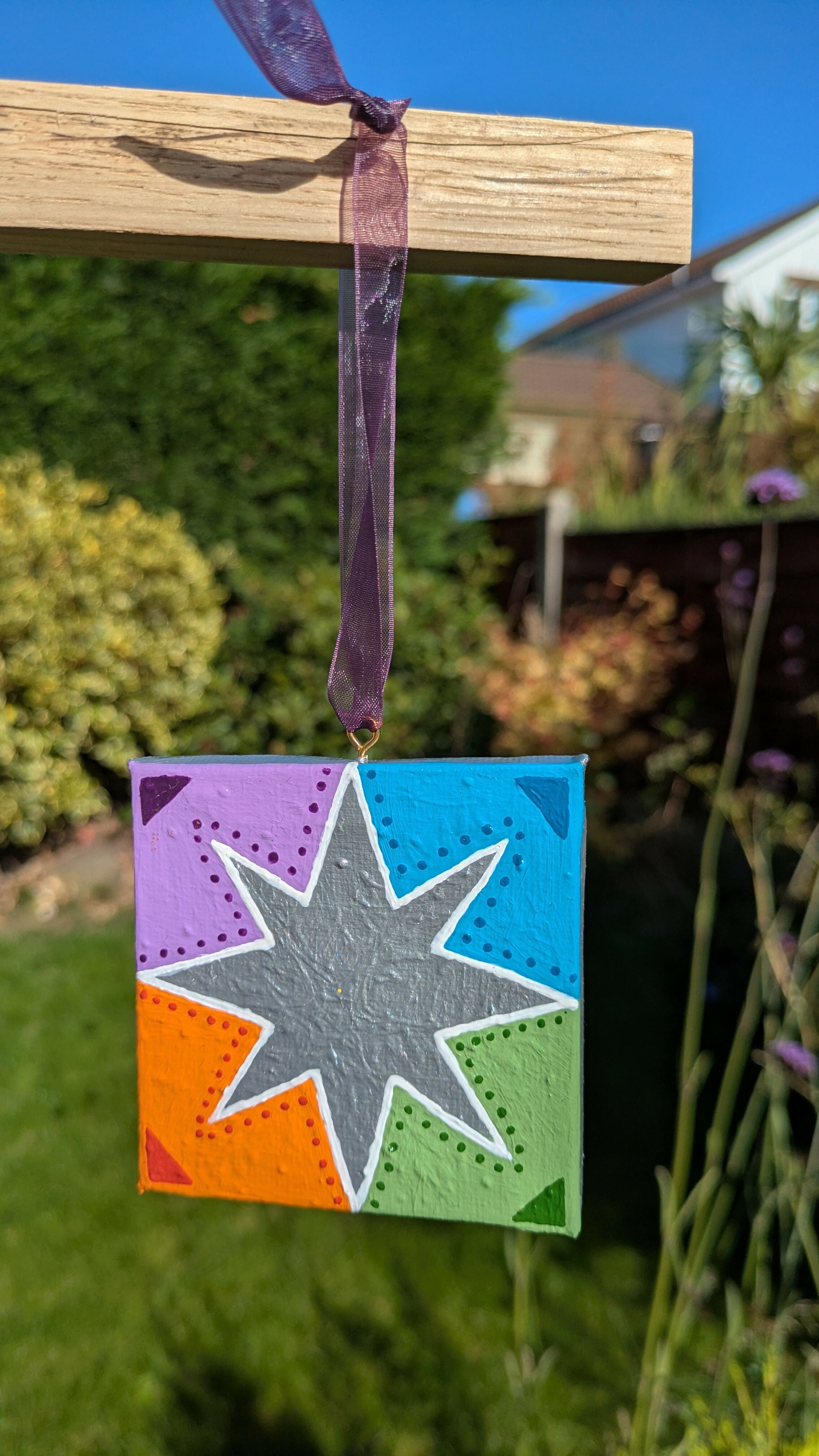 Mini Canvas Star Christmas Decoration