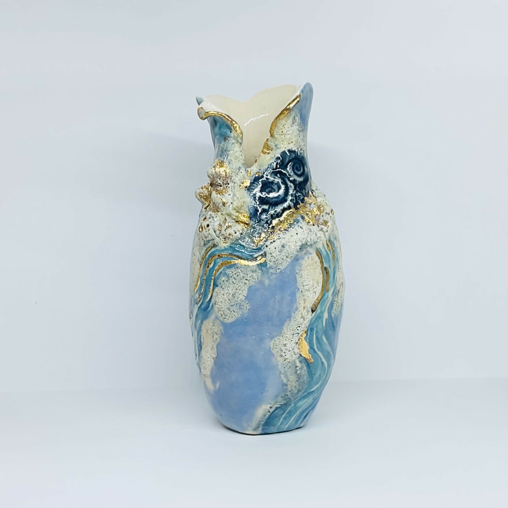 Blue Vase with Gold Lustre Effects