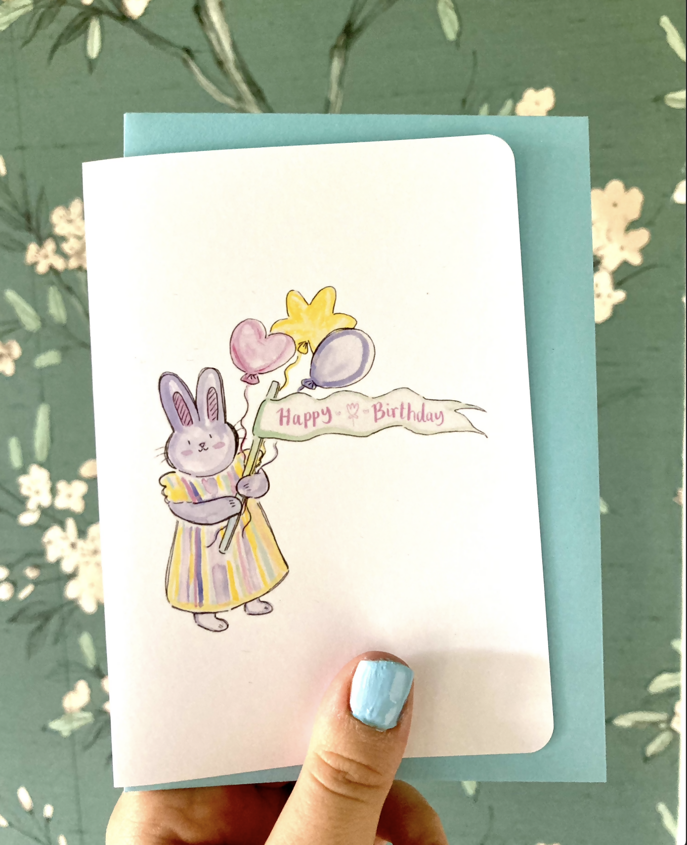Pastel Bunny Birthday Card