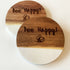 Engraved Marble & Acacia Coaster - Bee Happy