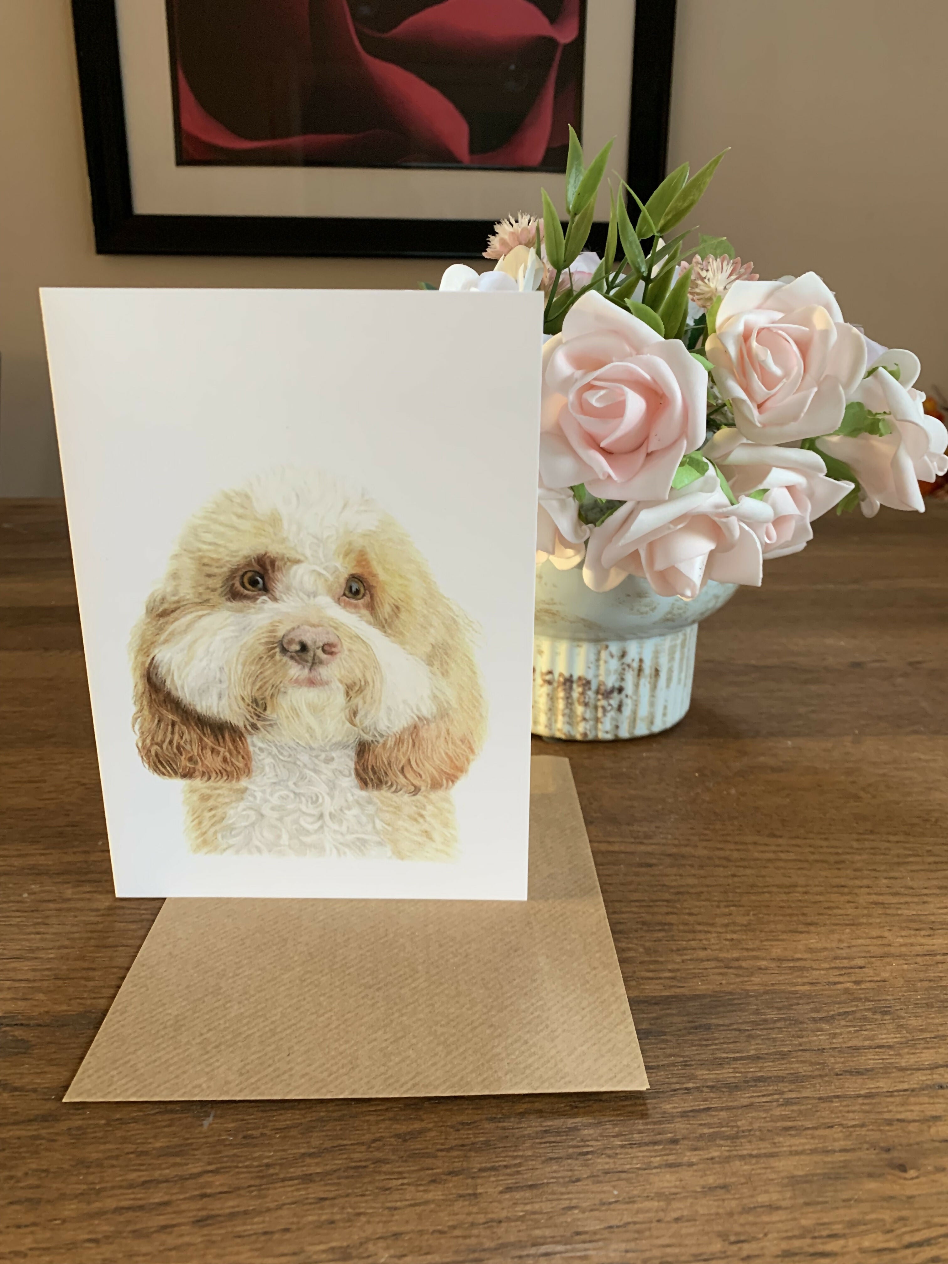 Greeting Card of a Cockapoo. Blank Inside