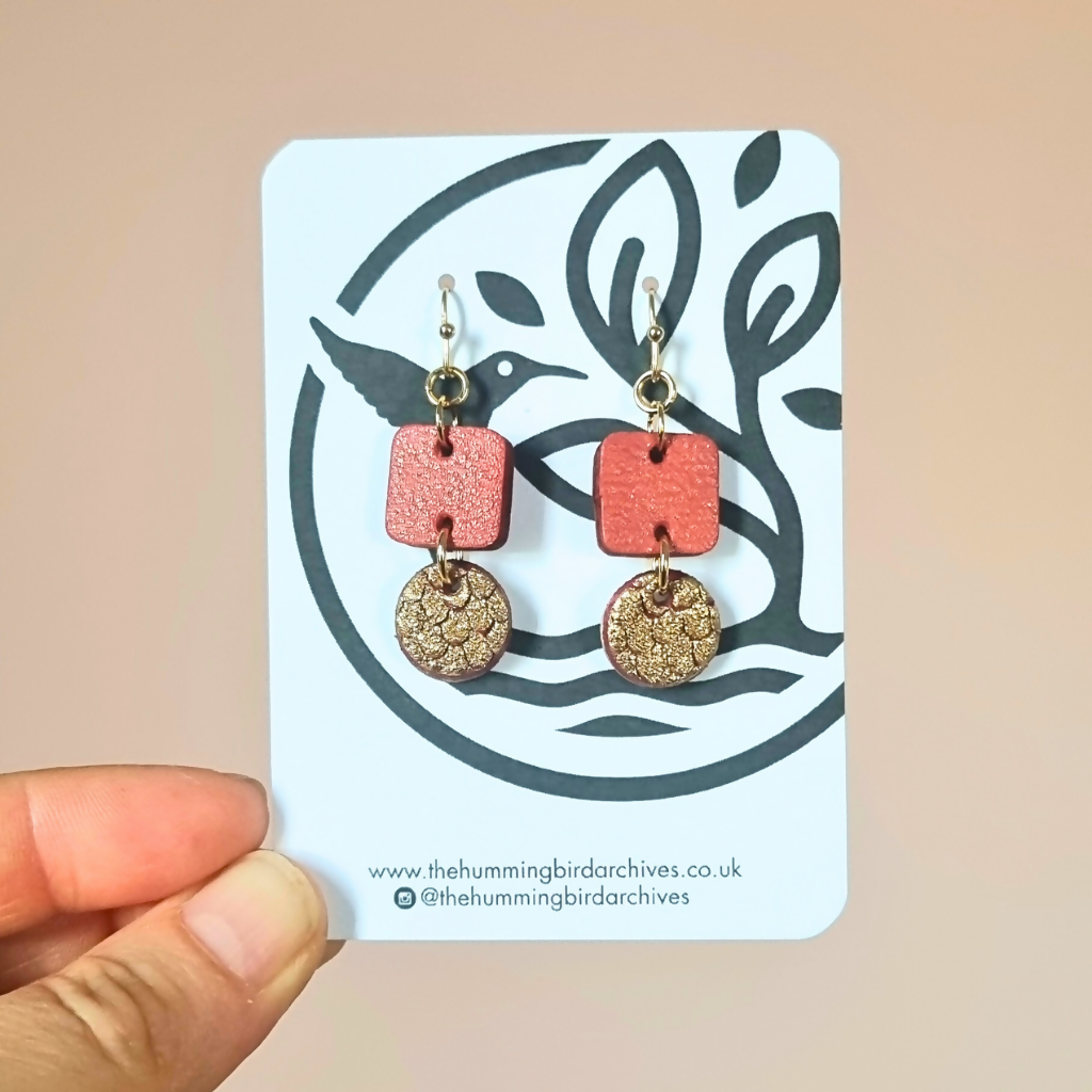 Rusty Red and Gold Earrings