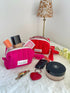 Small Quilted Toiletry Bag with Zipper in Red or Pink Colour