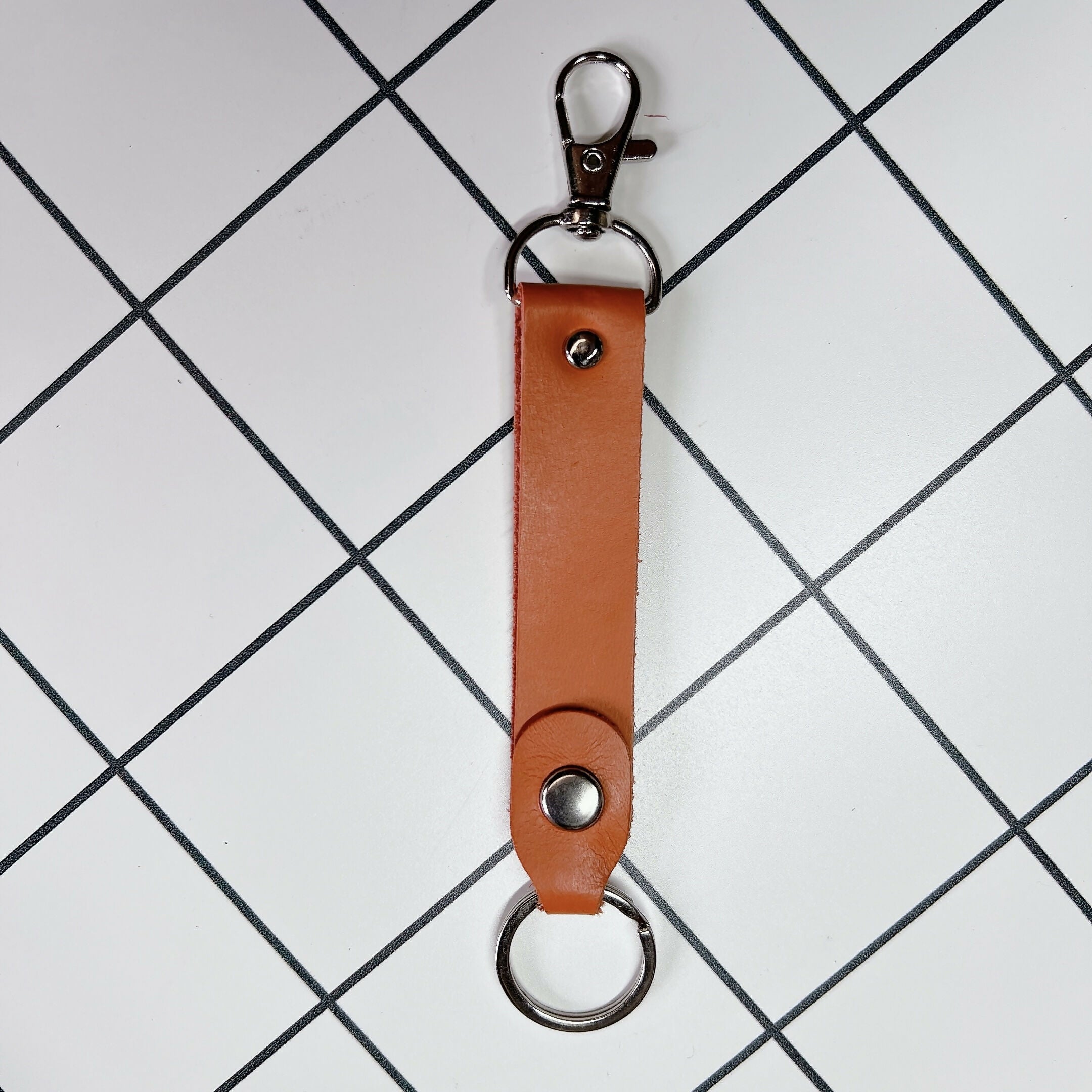 LoopLock Leather Keychain (Silver-tone Hardware)