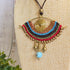 All-Seeing Eye Necklace; Turquoise Crystal Macramé Pendant With Handcrafted Brass Spiral Wire-Art