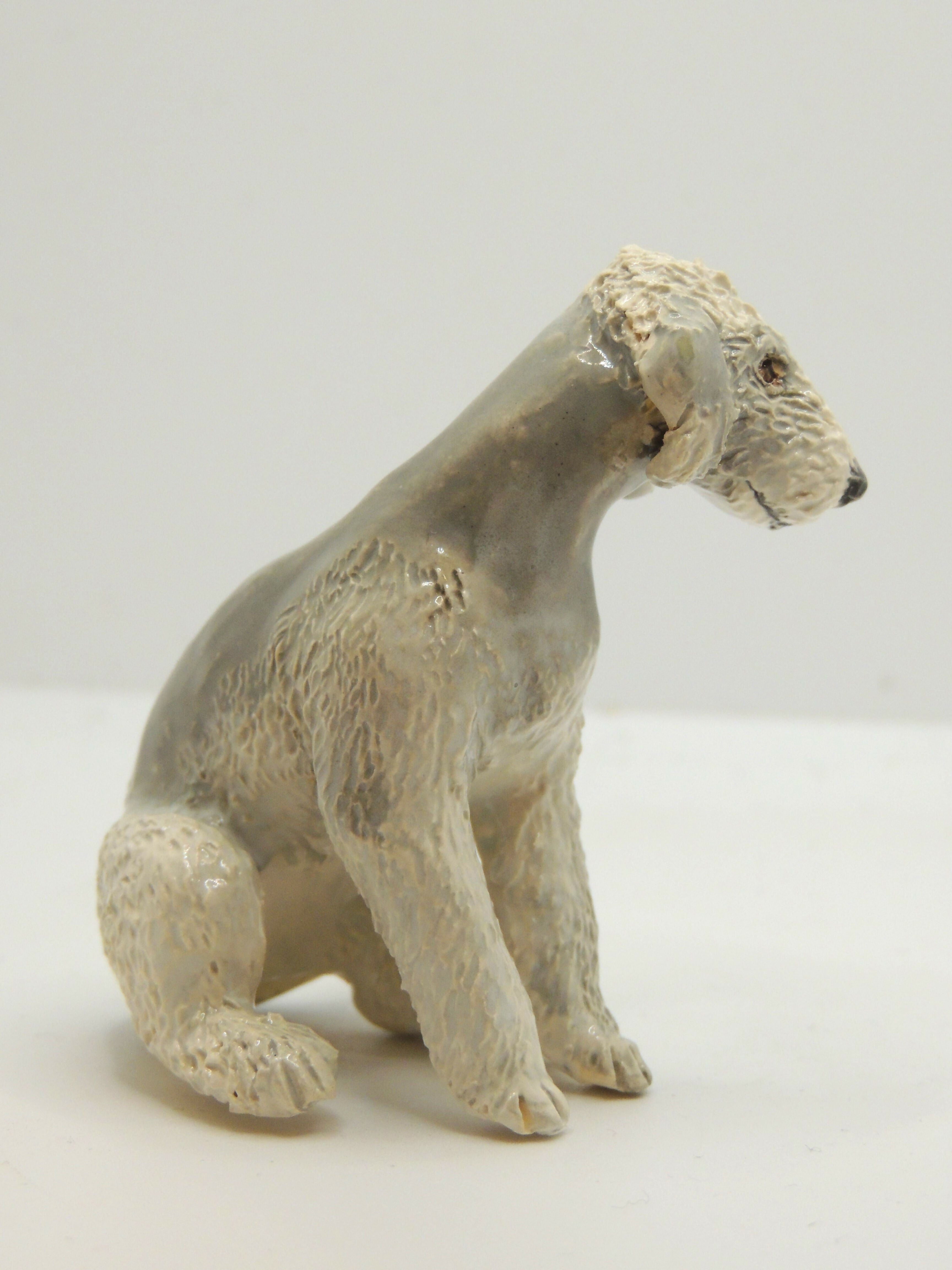 Ceramic Bedlington Terrier dog sculpture