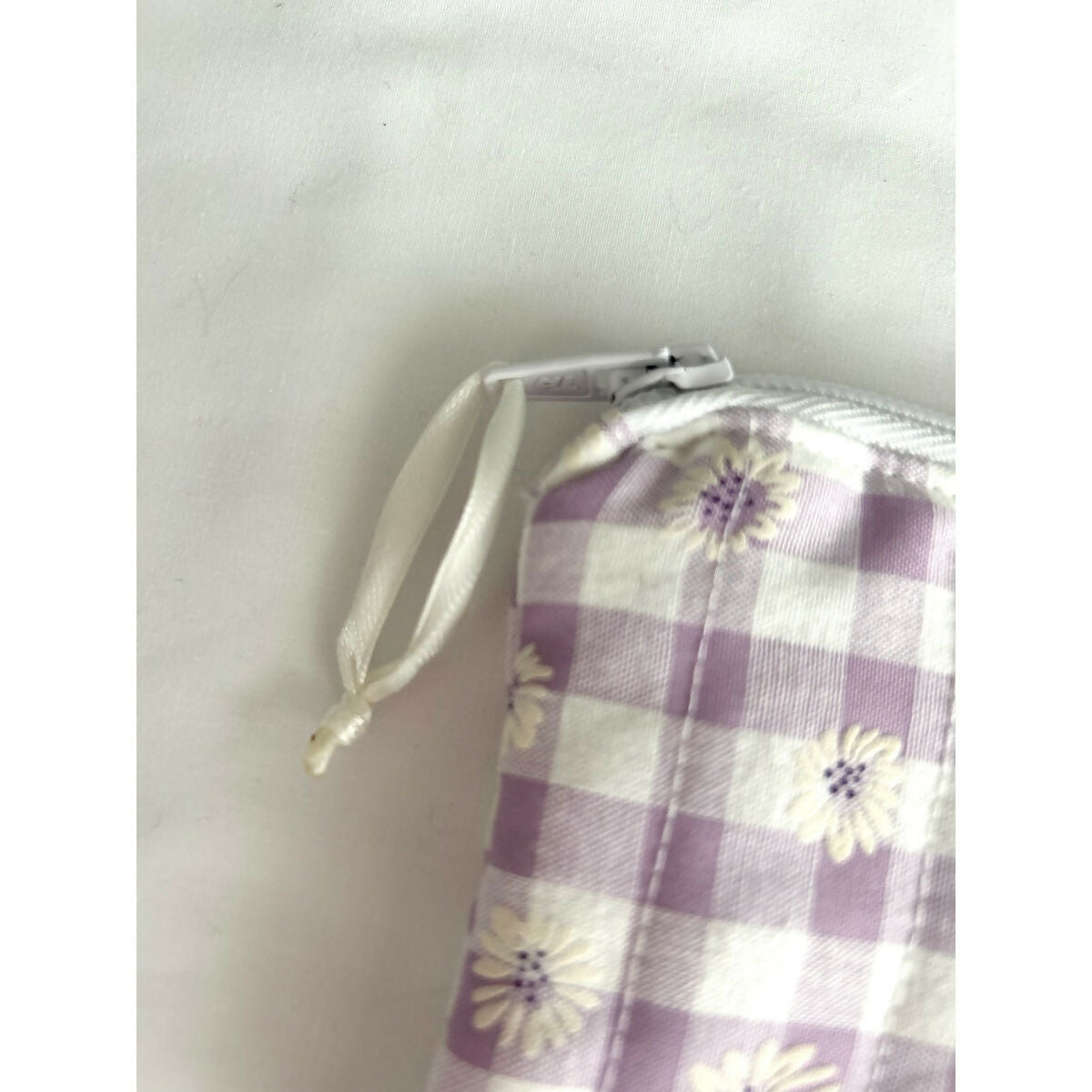 Purple Gingham Daisy Floral Quilted Coin Purse / Card Holder