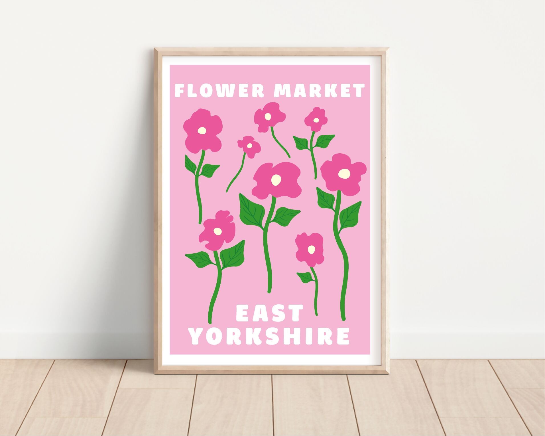 A5 Pink East Yorkshire Flower Market Print - Pink Flowers