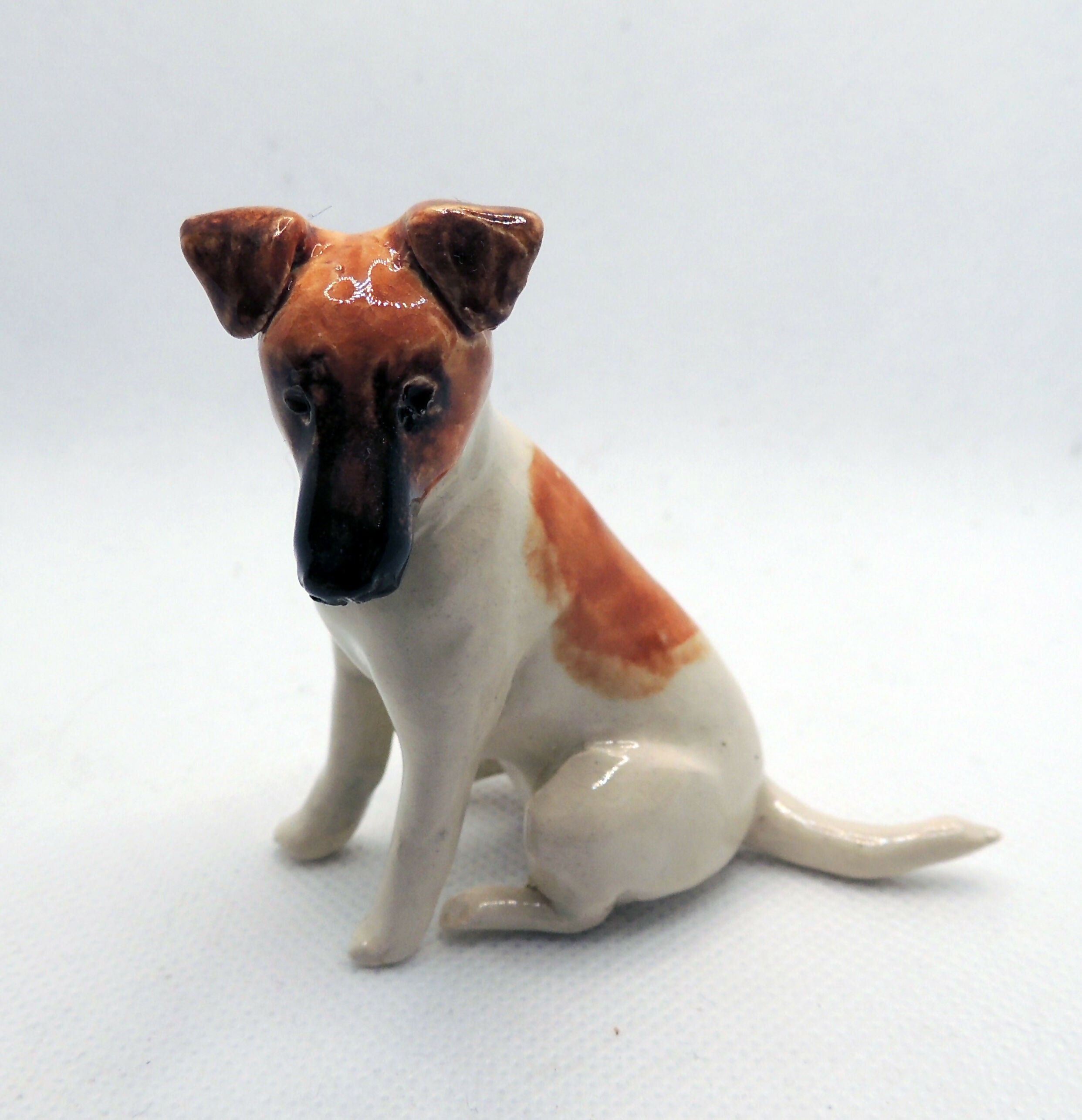 Ceramic smooth fox terrier dog sculpture
