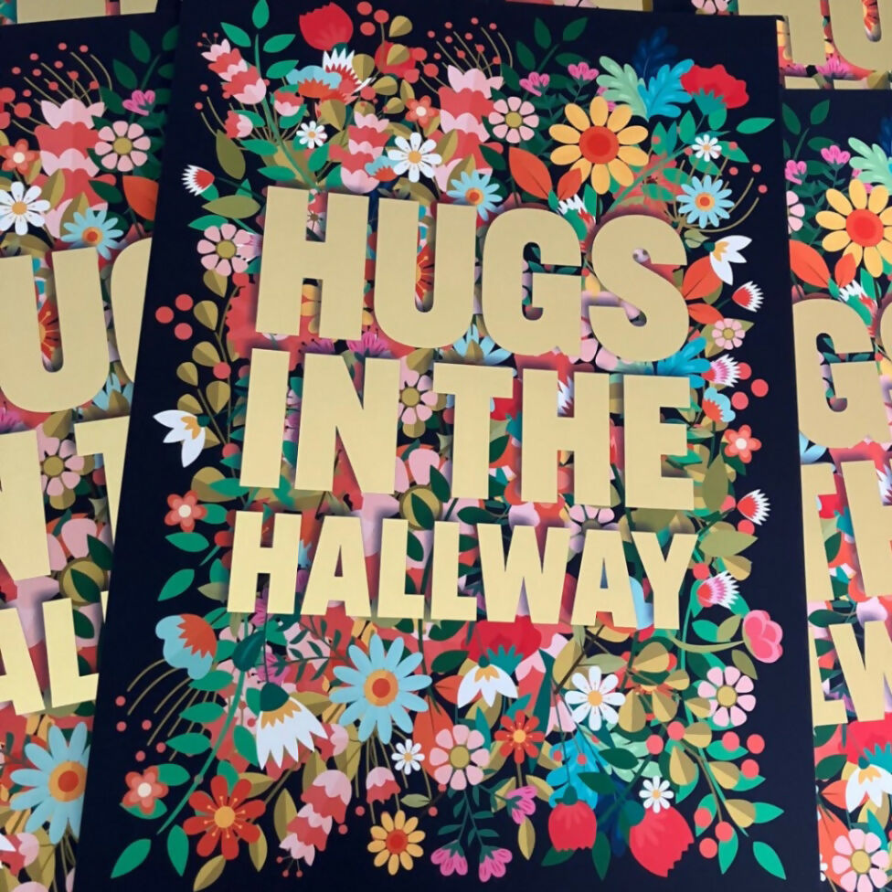 Hugs in the hallway A4 Foil Framed Print