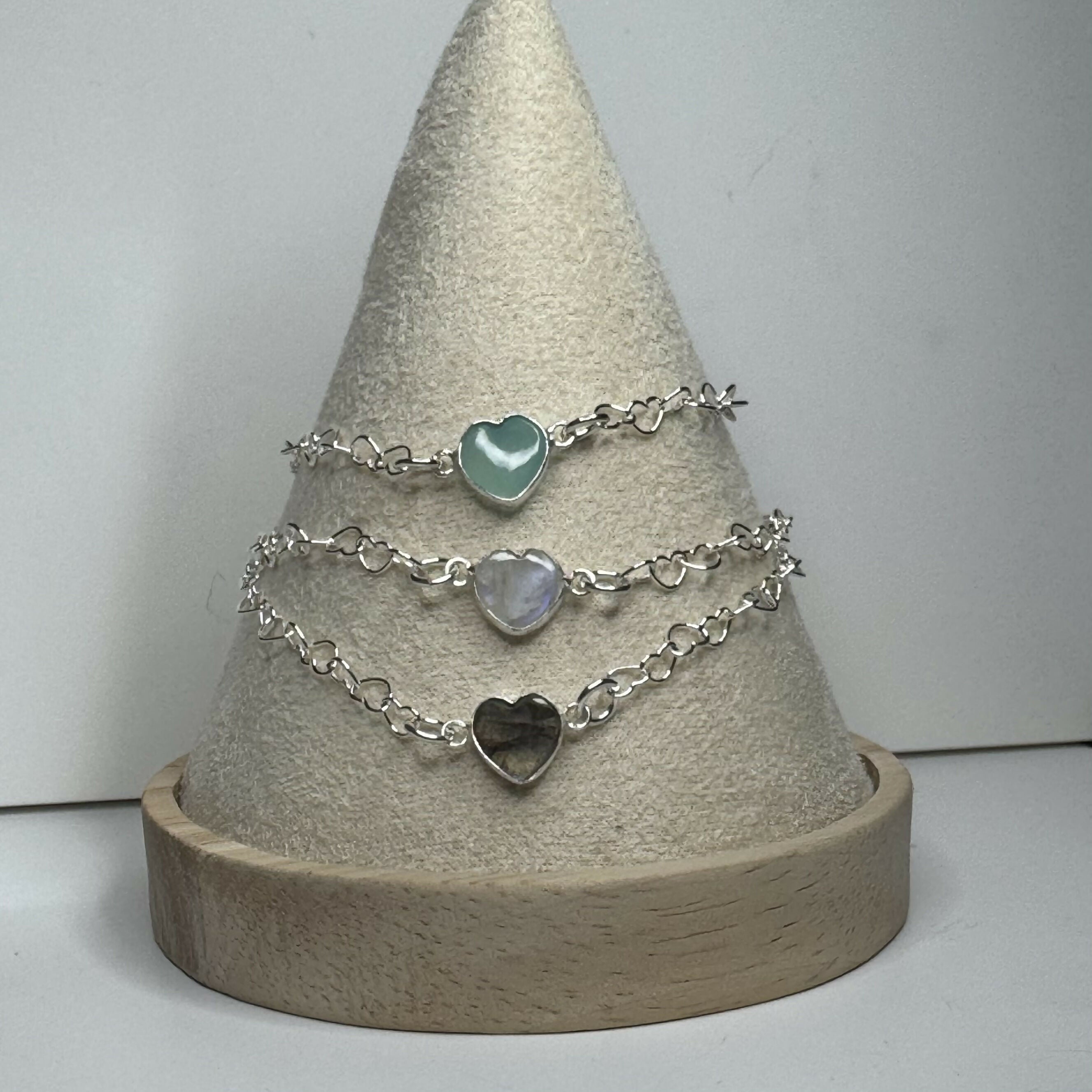 Sterling silver and Gemstone heart bracelet