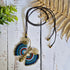 Blue Butterfly Necklace; Handcrafted Macramé & Gold Wire Art Statement Pendant