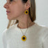 Sunflower Pendant Necklace with Gold Chain in Yellow and Brown