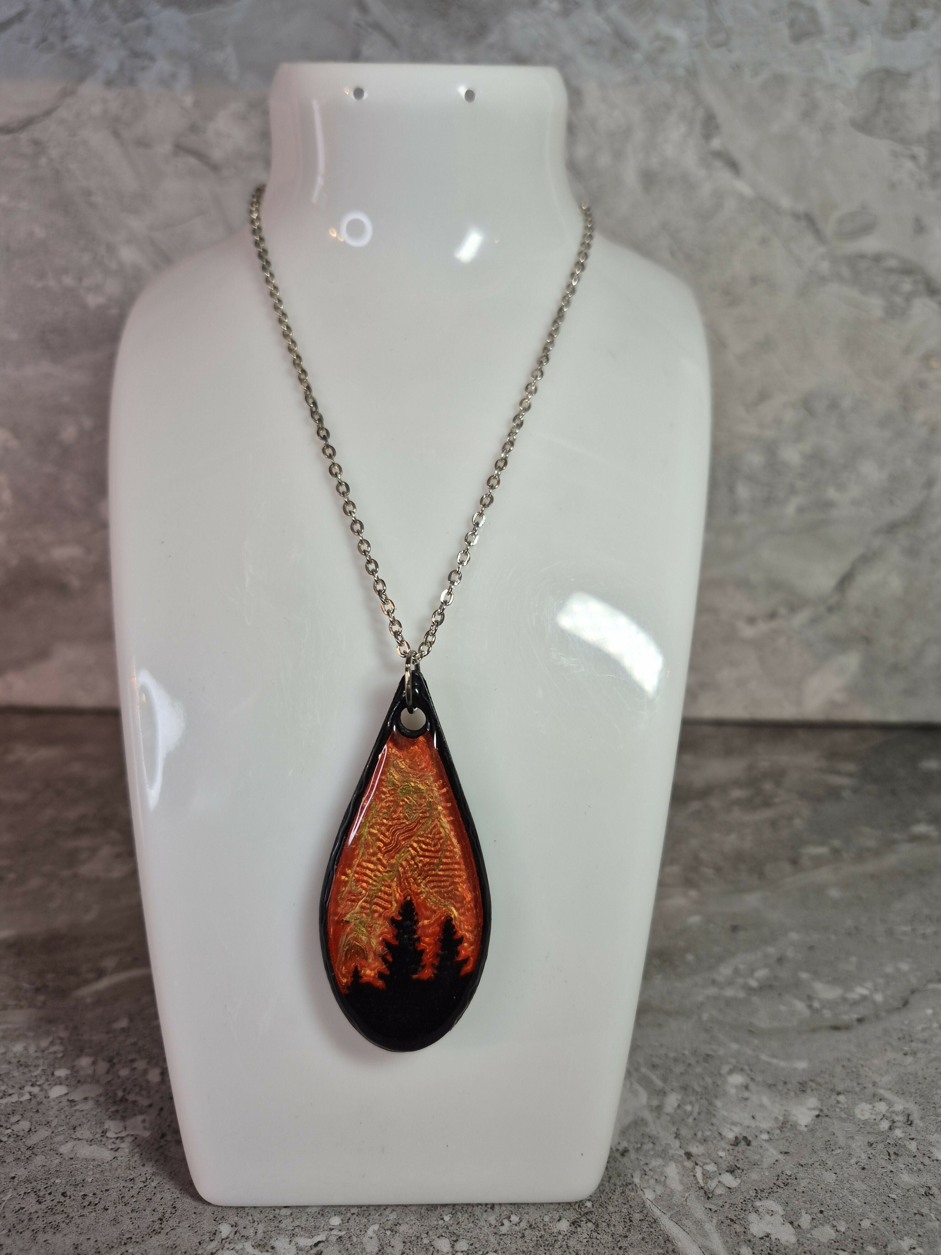 Unique Handcrafted Teardrop Shaped Silhouetted Pendant