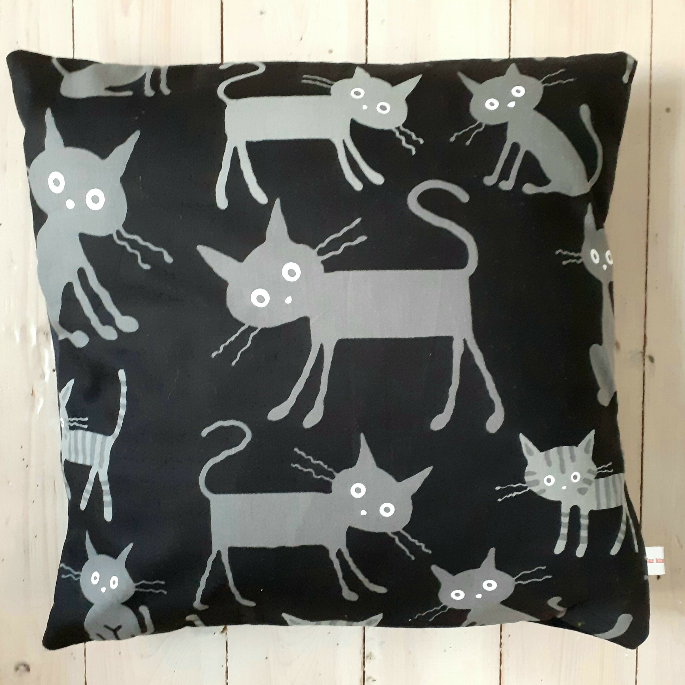 Grey Cartoon Cat Cushion