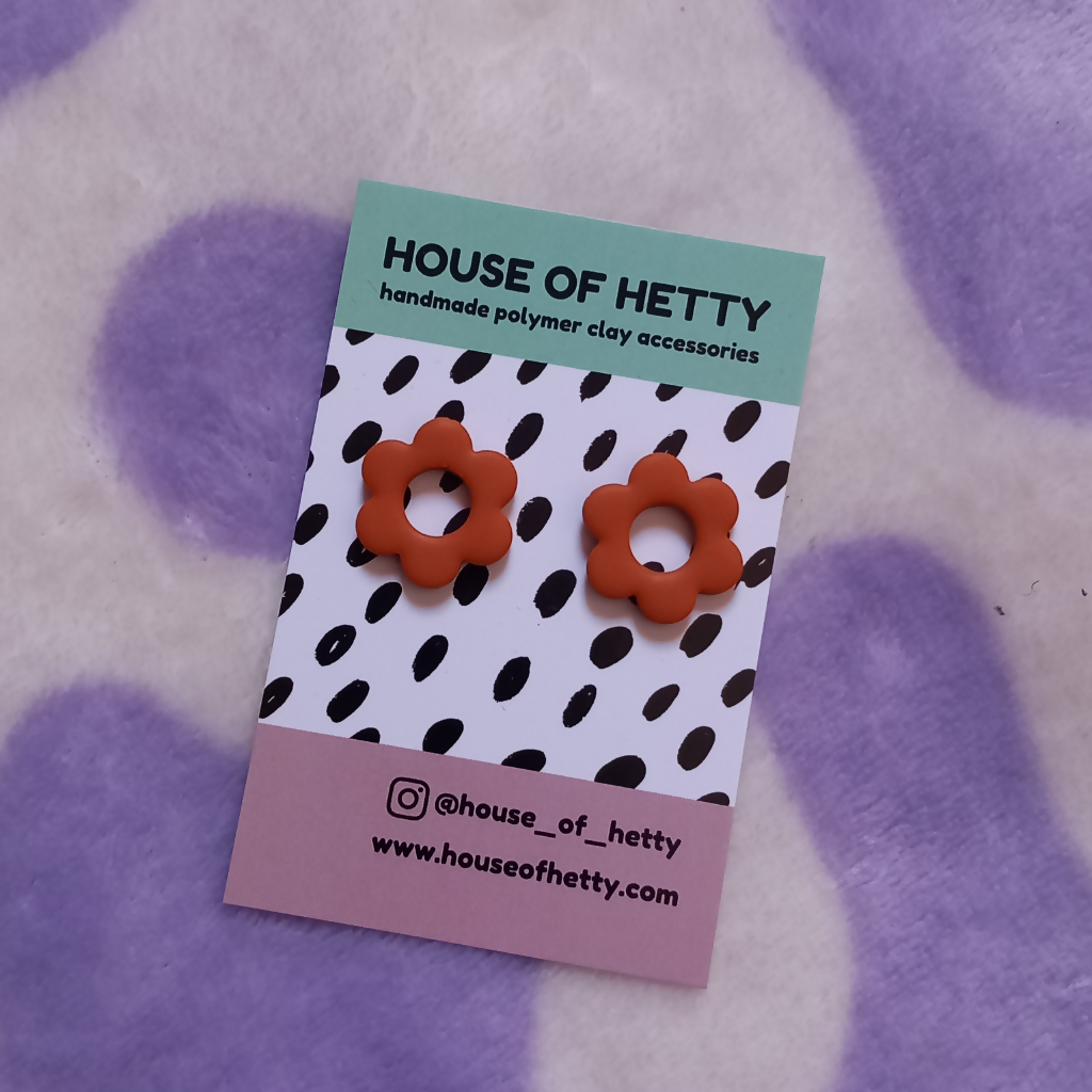 Polymer Clay Daisy Stud Earrings