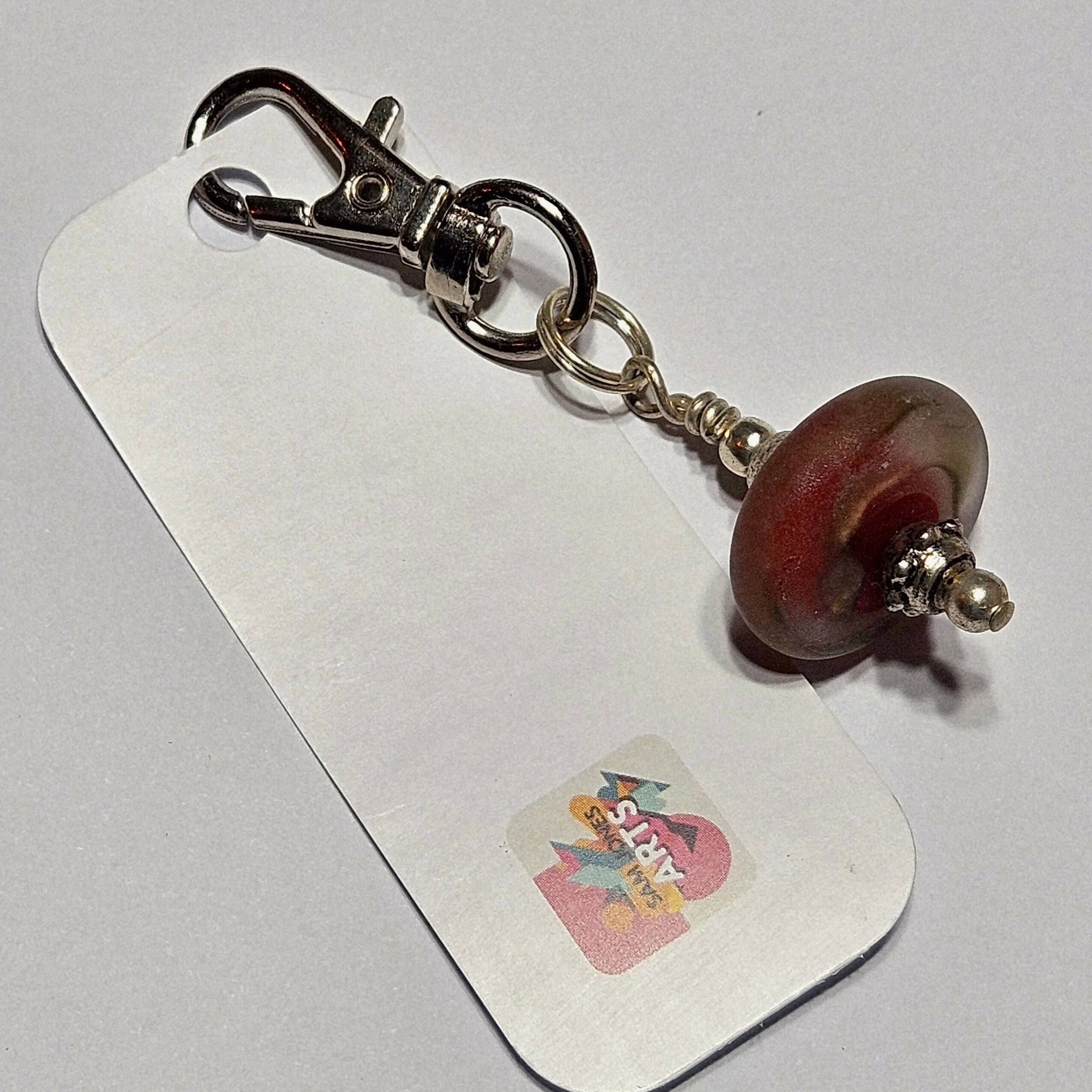 DECORATIVE GLASS BAG CHARM/KEYRING