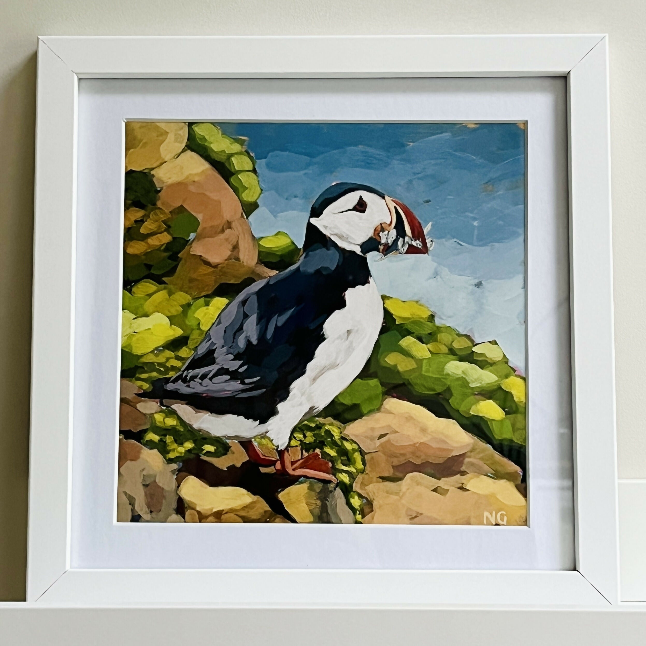 Atlantic Puffin Catch of the Day - 8" Framed Print