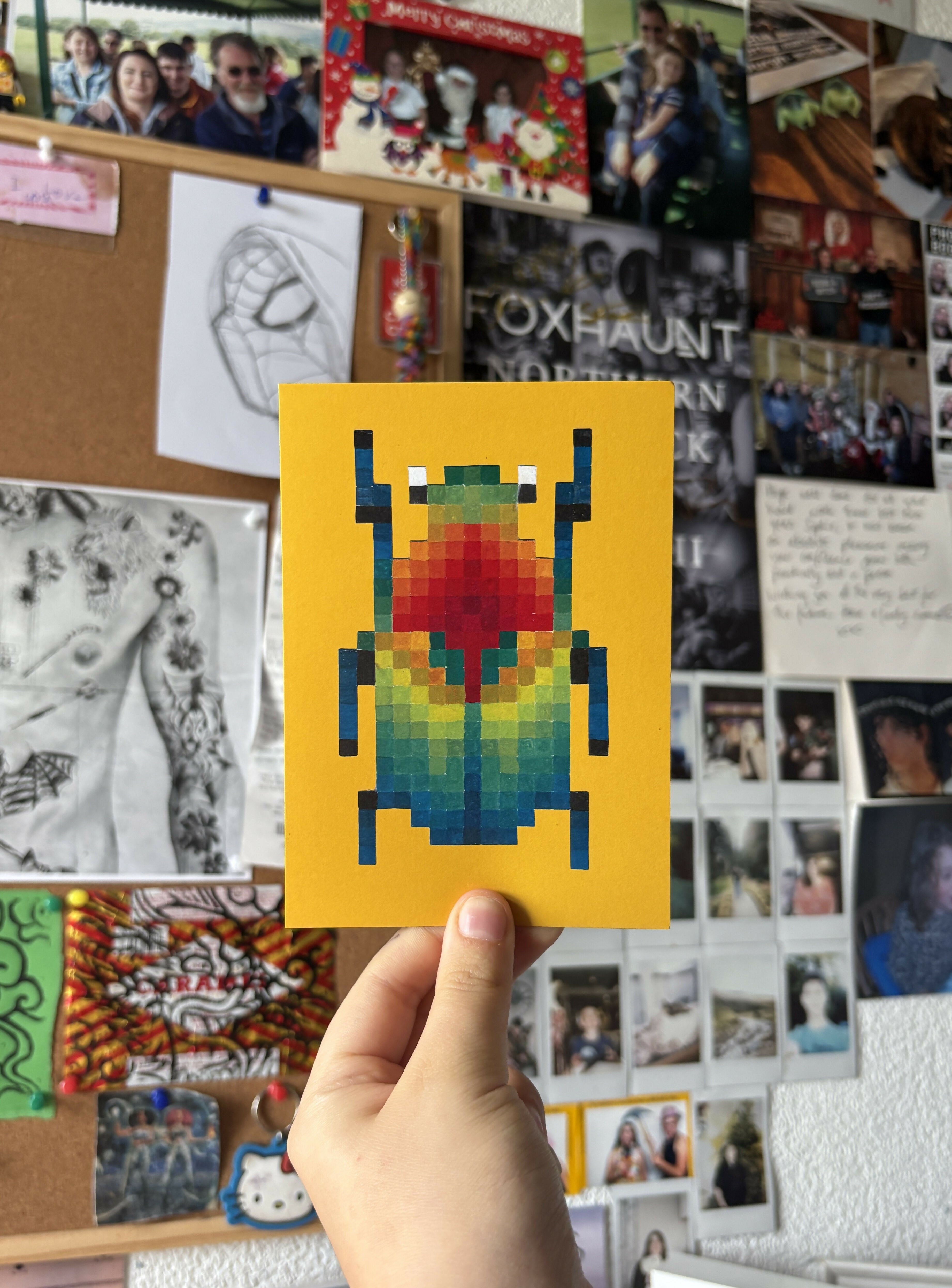 Pixel Leaf Beetle Art Print A6