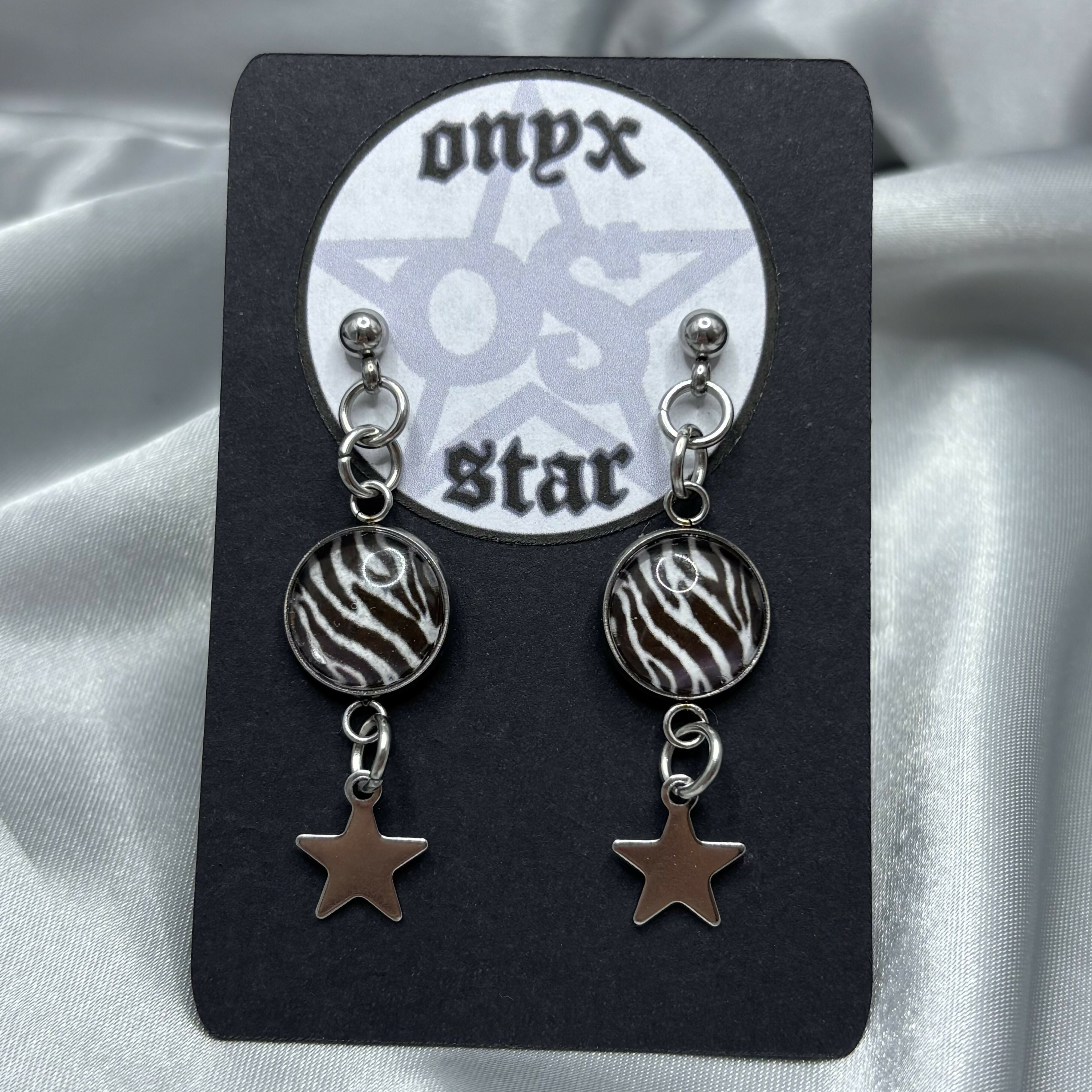Zebra Print Star Dangle Earrings