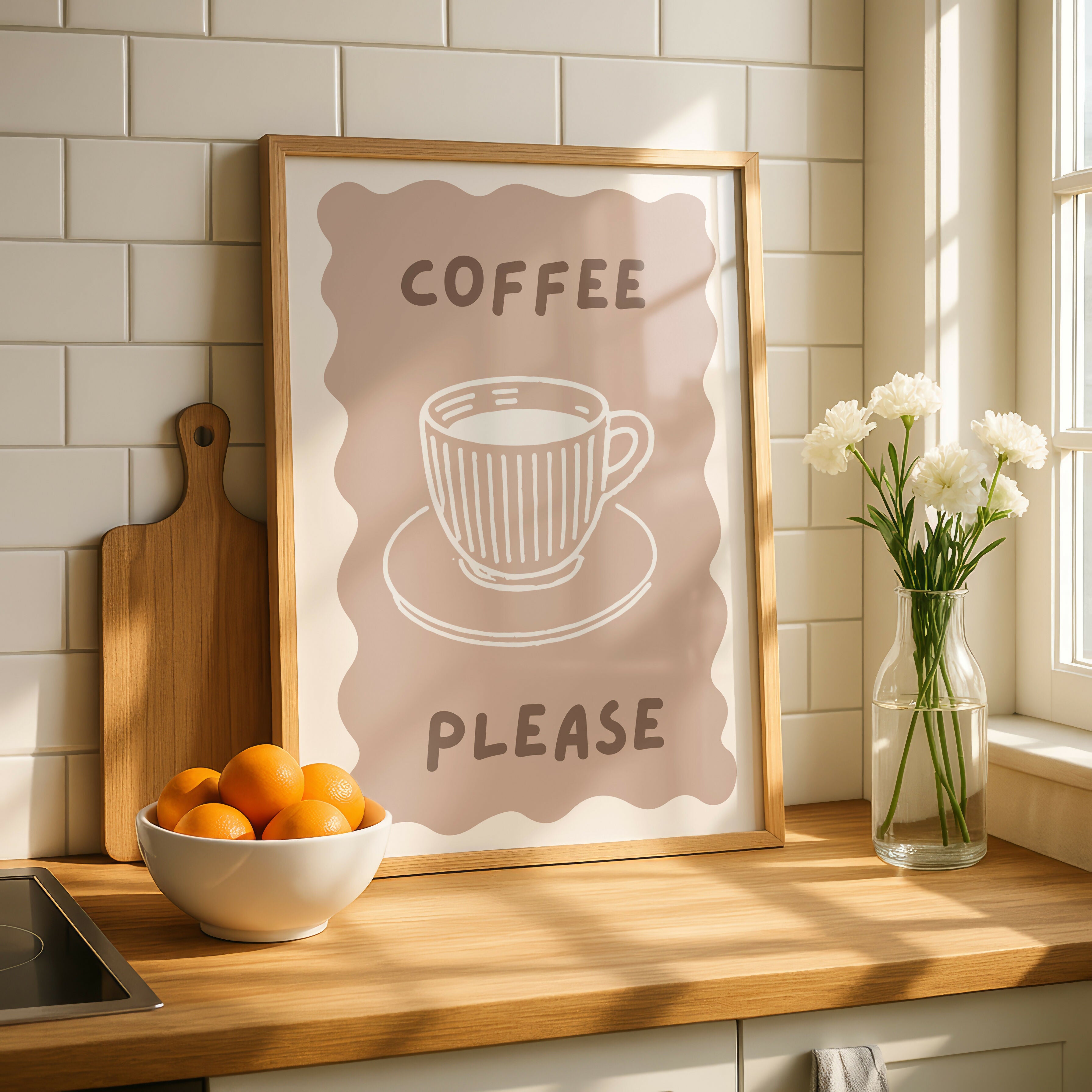 Coffee Please Brown Kitchen Print