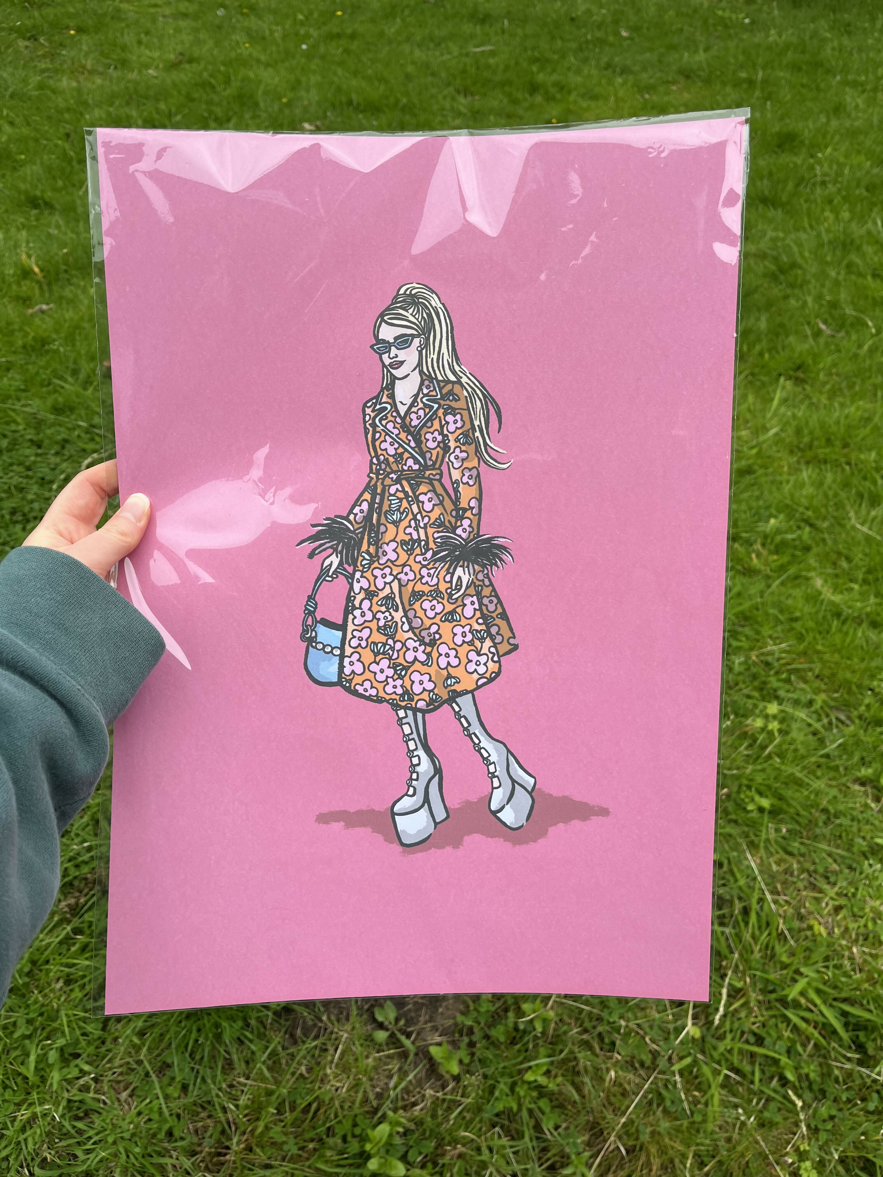 Barbie Girl Fashion Figure Illustration Print A3
