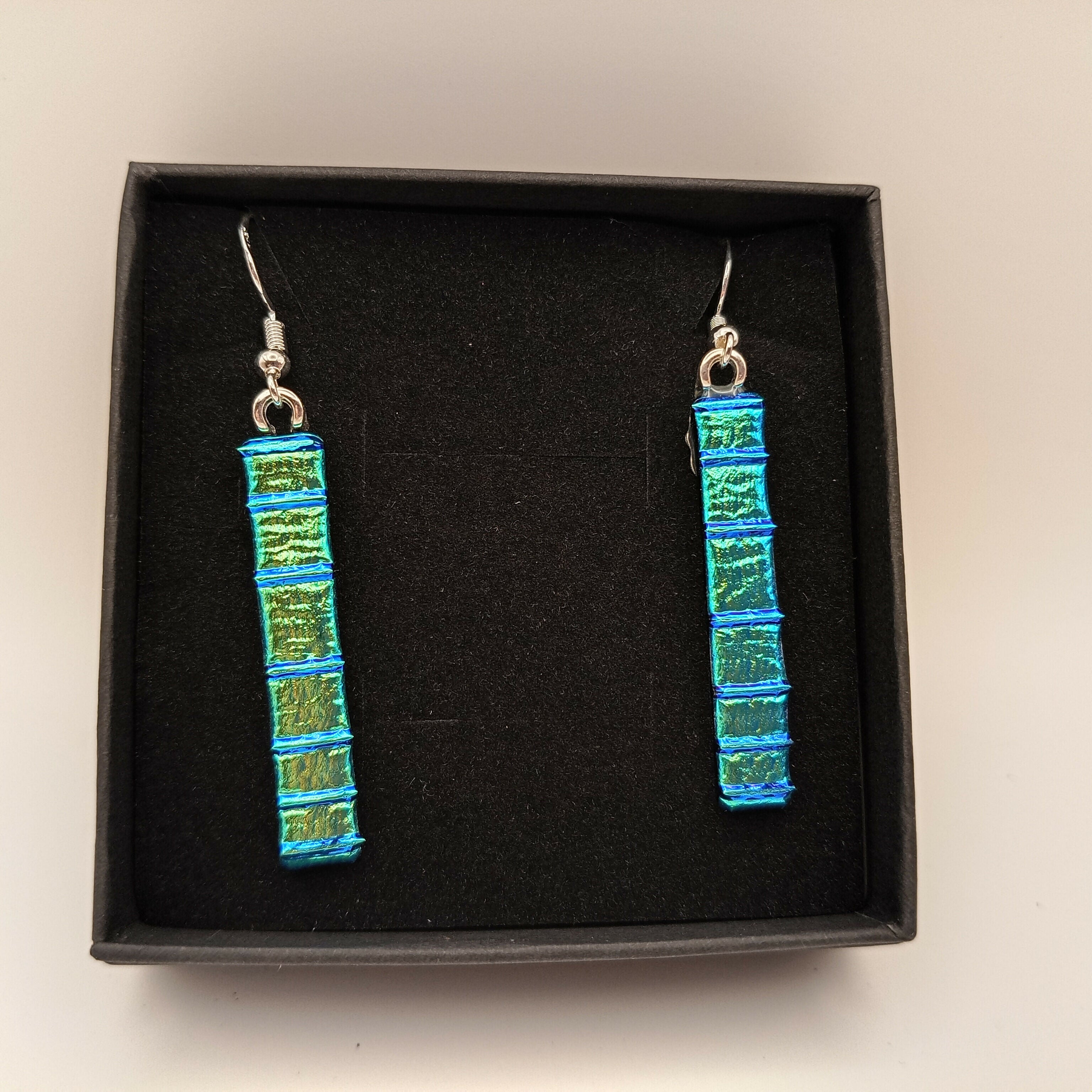 Green and Blue Dichroic Earrings
