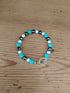 Tibetan Silver Toggle Catch Bracelet with Turquoise, Faceted White Howlite and Faceted Grey Hematite.