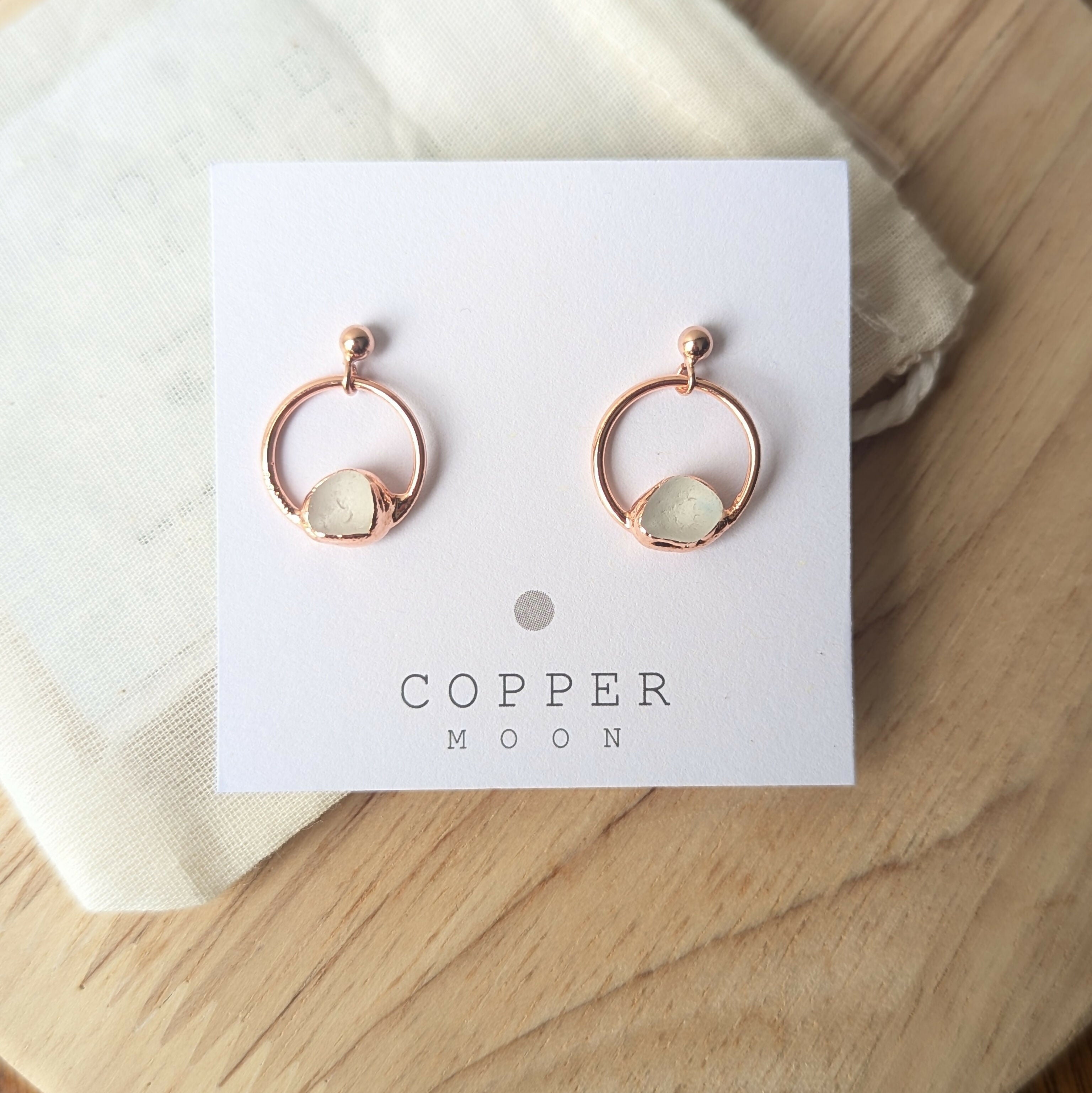 Seaglass Moon Studs