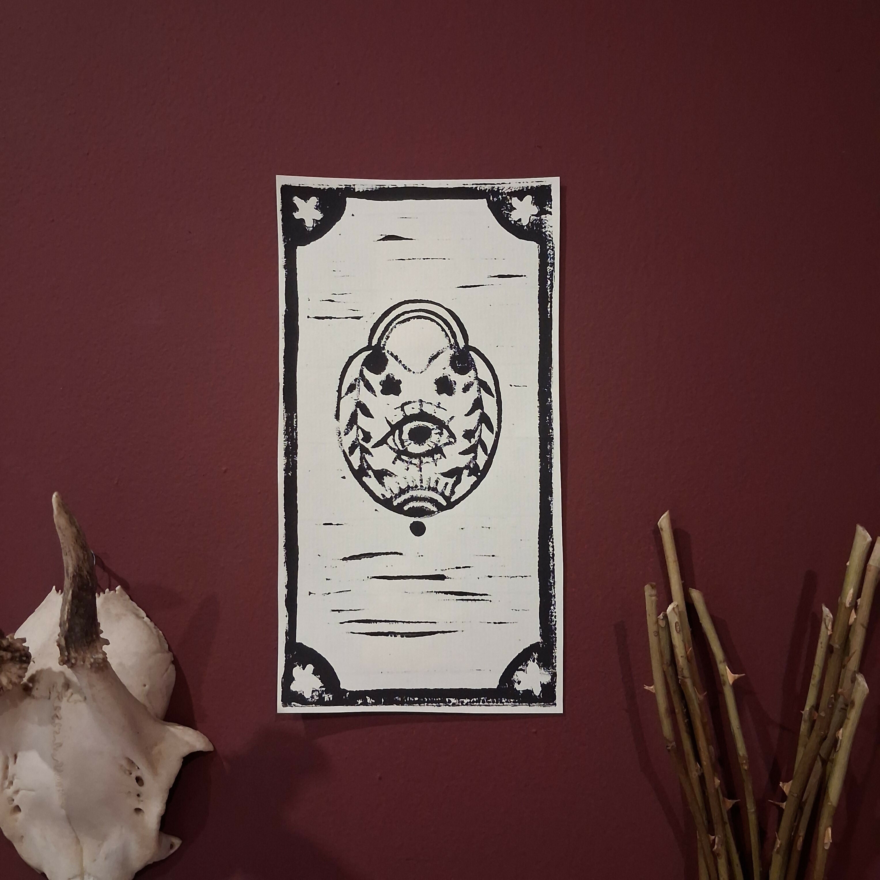 Floral Lock Medium Linoprint
