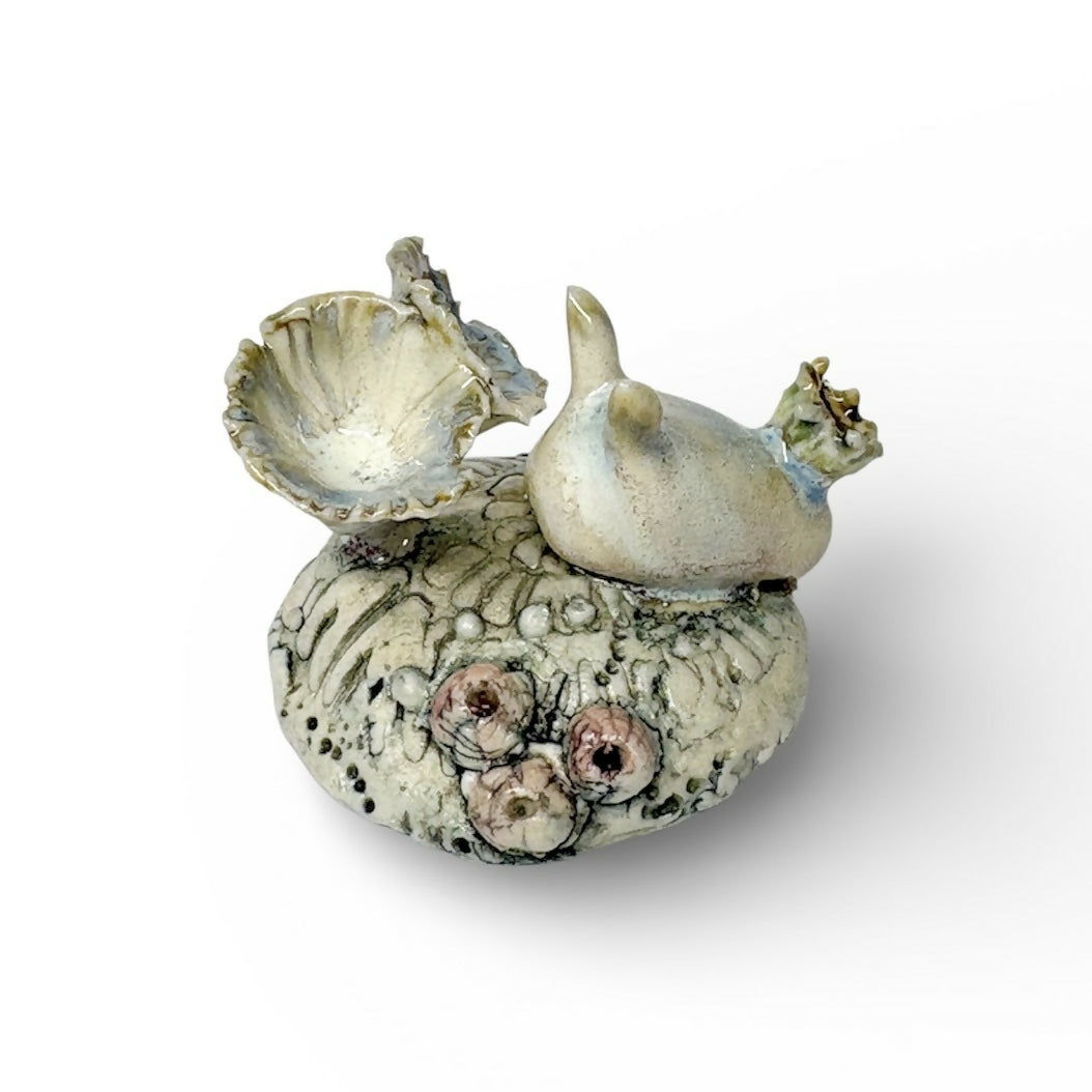 Porcelain Sea Hare and Coral Mini Sculpture