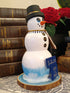 Handcrafted Whimsical Glitter Snowman Figurine with "I'm Just A Fool For Yule" Wooden Sign
