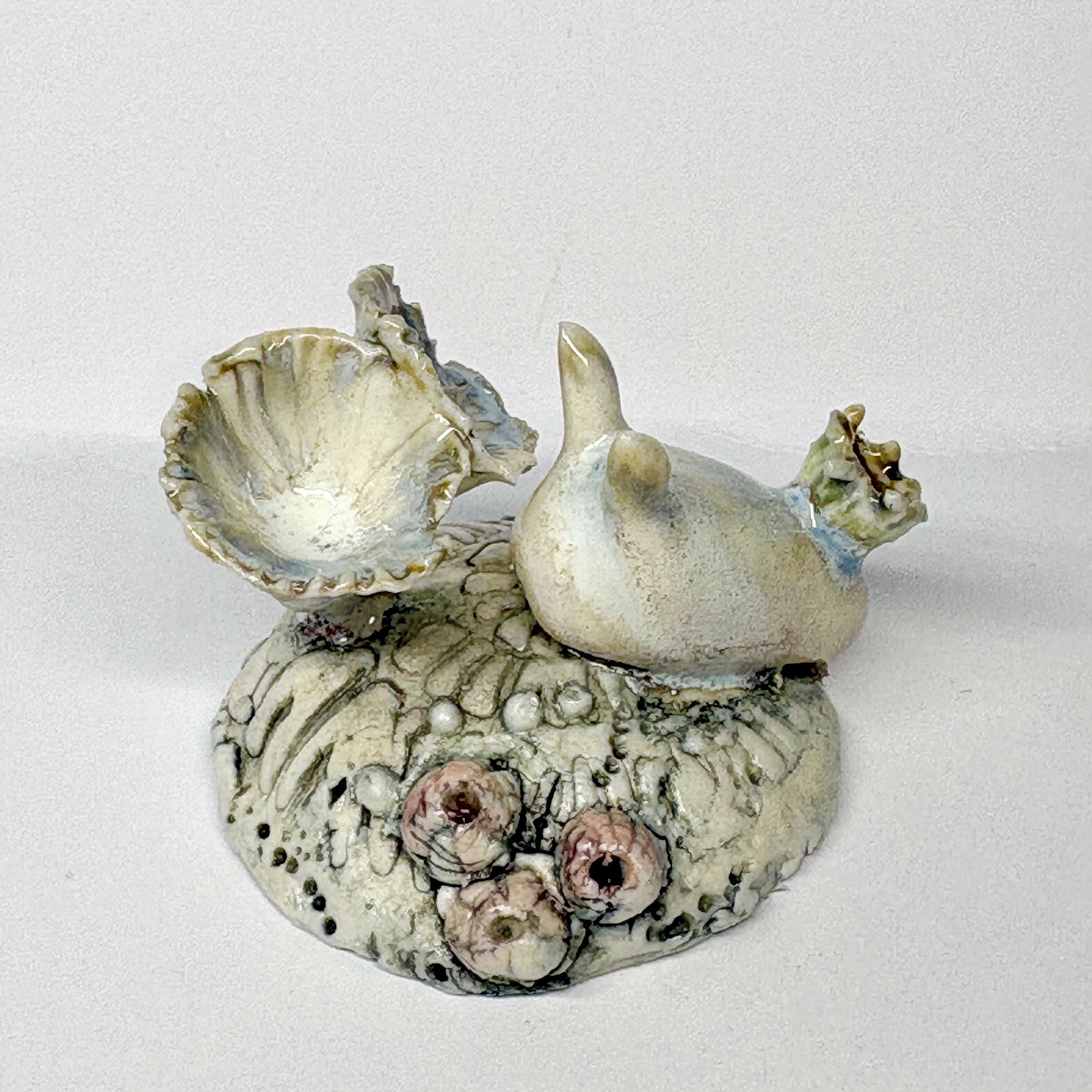 Porcelain Sea Hare and Coral Mini Sculpture