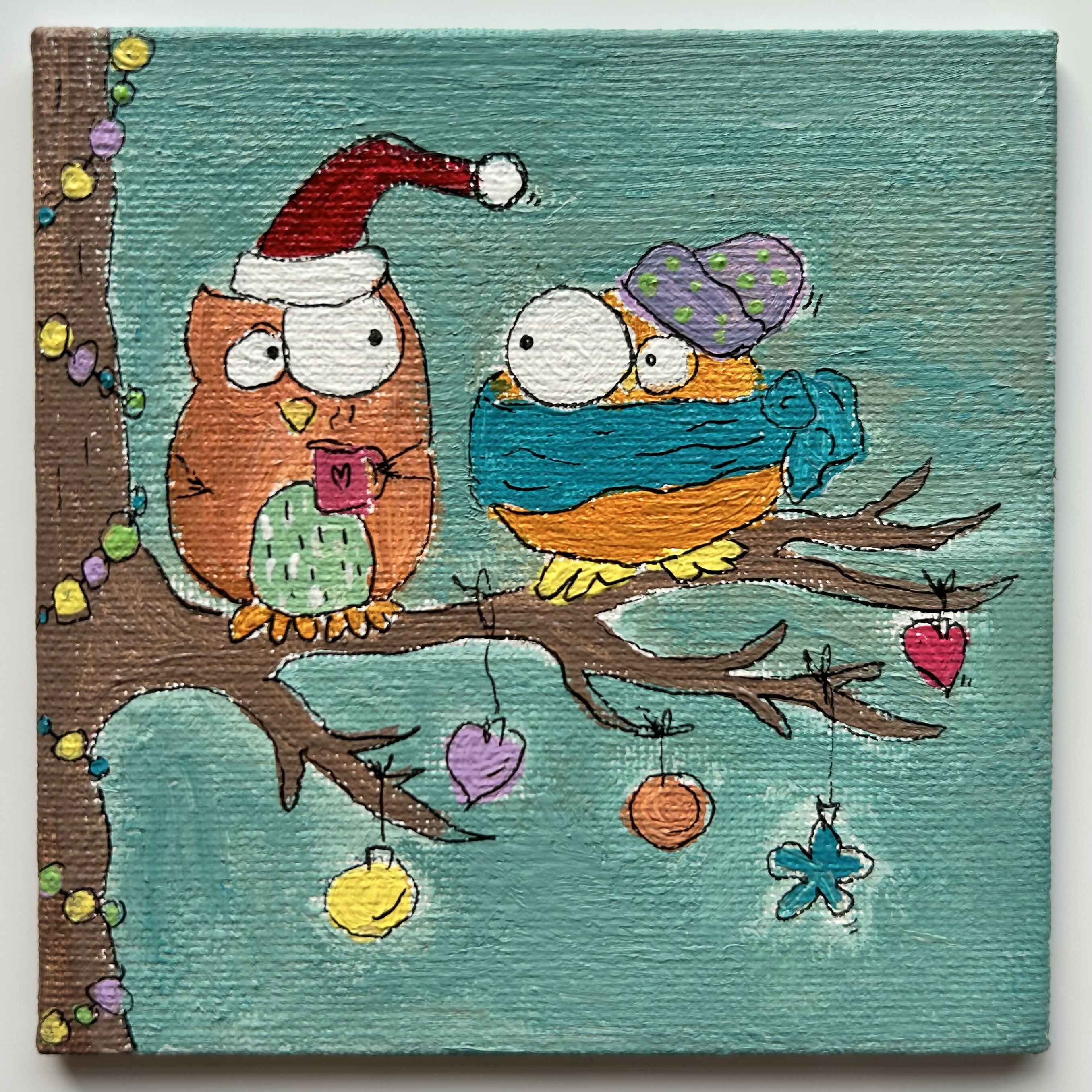 Cosy Winter Birds Original Artwork