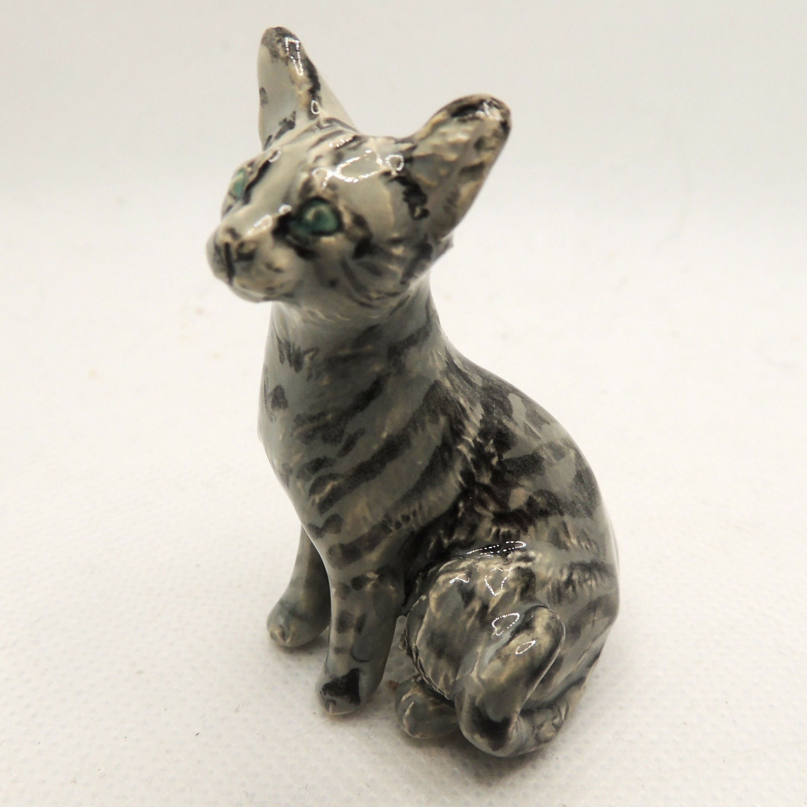 Ceramic Grey Tabby Cat Sculpture