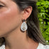 Floral Teardrop Earrings with Rhinestone Detail in Ivory