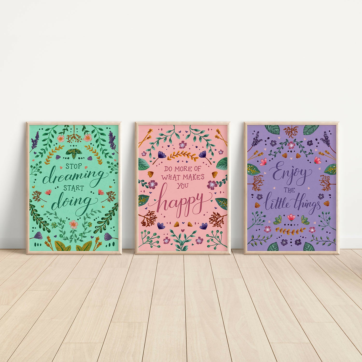 Feel Good Floral Art Print Green A4