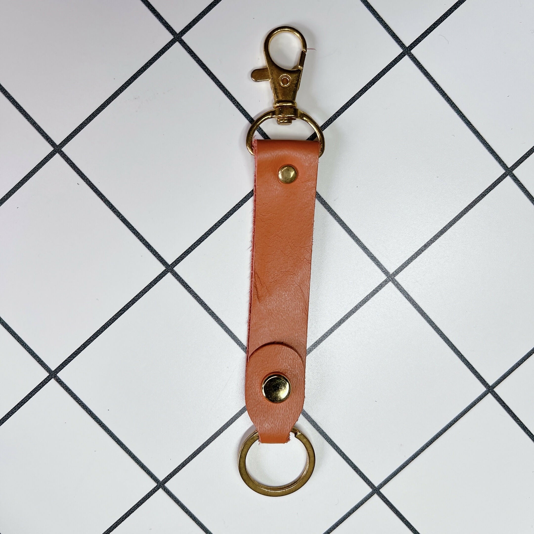 LoopLock Leather Keychain (Gold-tone Hardware)