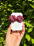 Large Floral Statement Earrings with Silver Bead Centre in Bordeaux