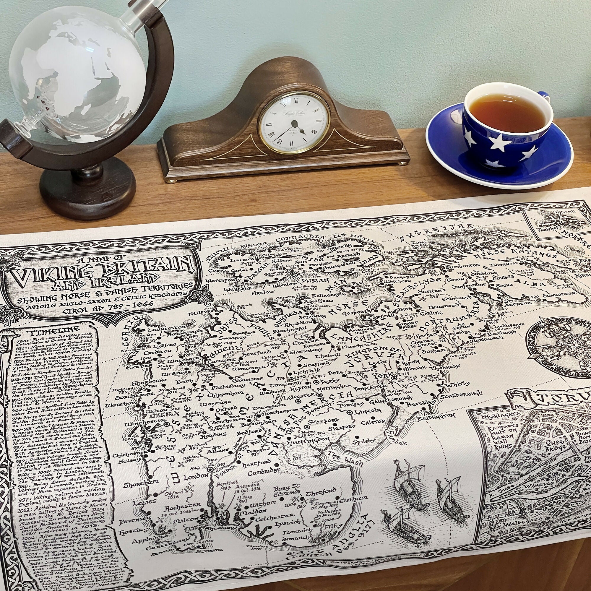 Viking Britain Map Tea Towel