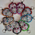 Bright Sugar Skull Keyring, Fabric Sugar Skull Key Ring With Glitter Background, Sparkly Bag Charm, Halloween Gift