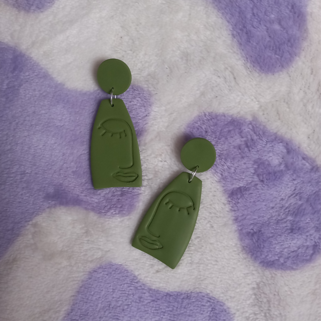 Polymer Clay Abstract Face Dangle Earrings