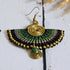 Green Jade Macramé Earrings; Boho Crystal Earrings with Gold Spiral Wire Art