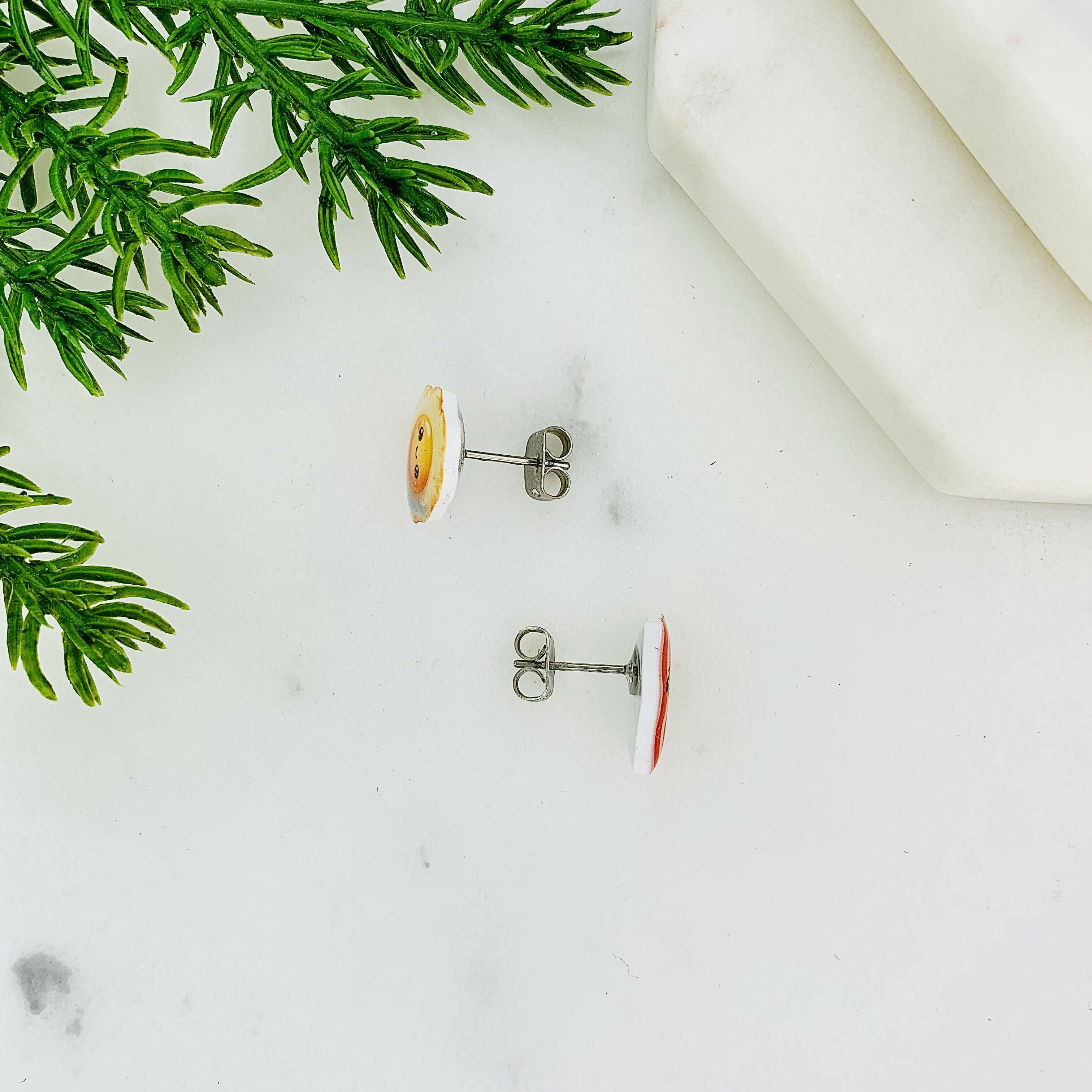 Egg & Bacon Mismatched Stud Earrings