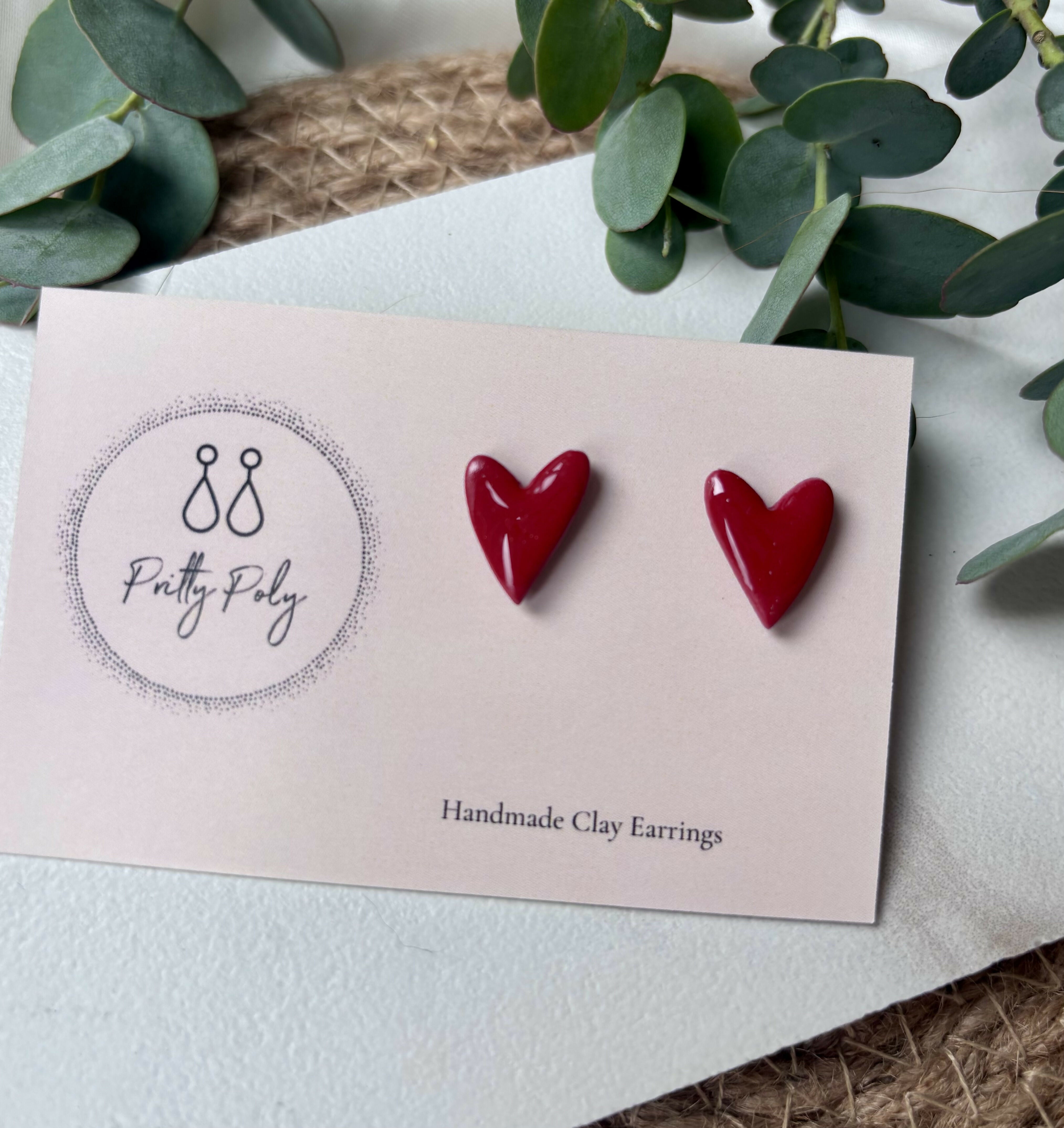 Red Heart Polymer Clay Studs
