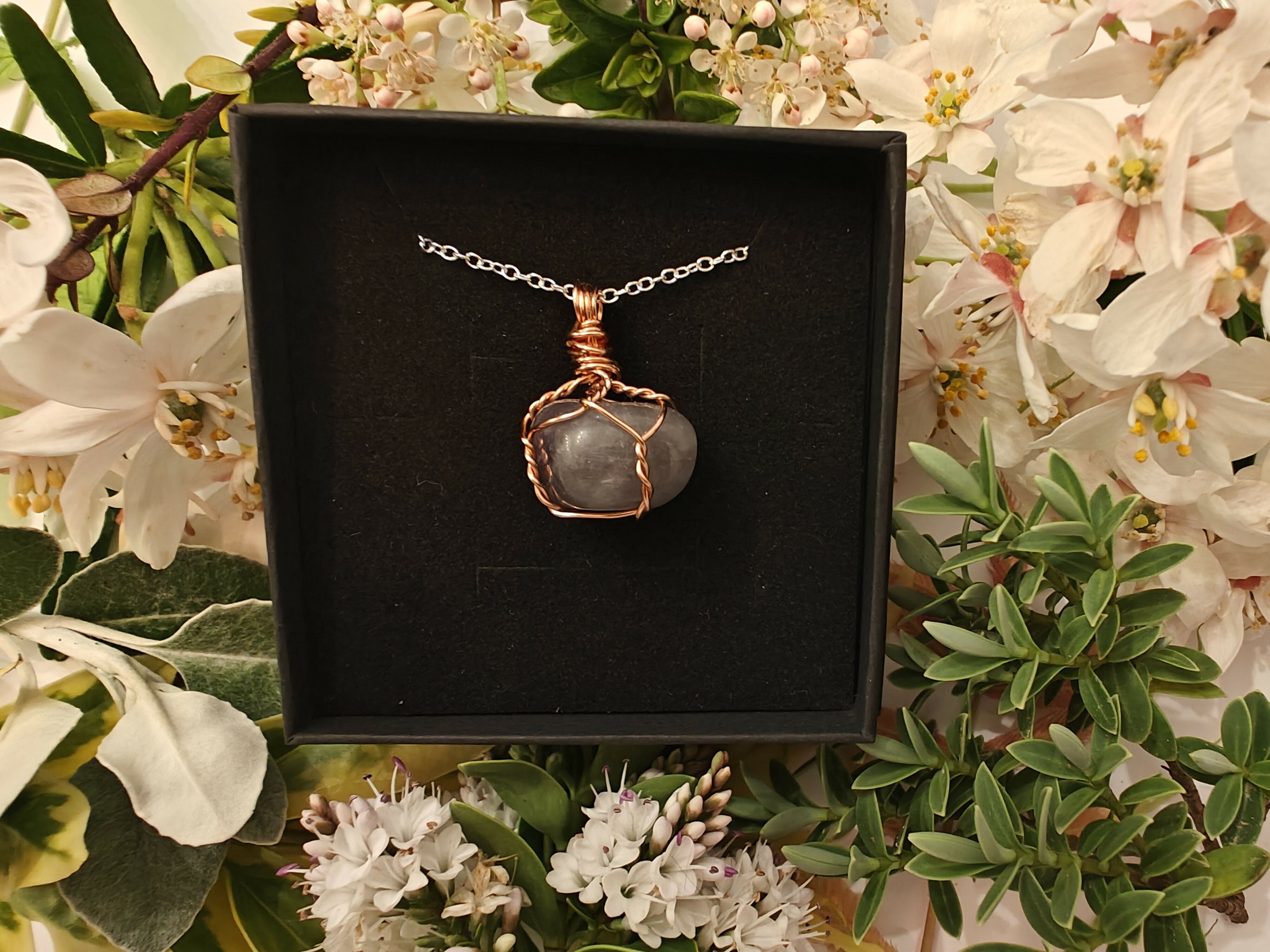 Amethyst Wire Wrapped Crystal Pendant on Sterling Silver Chain